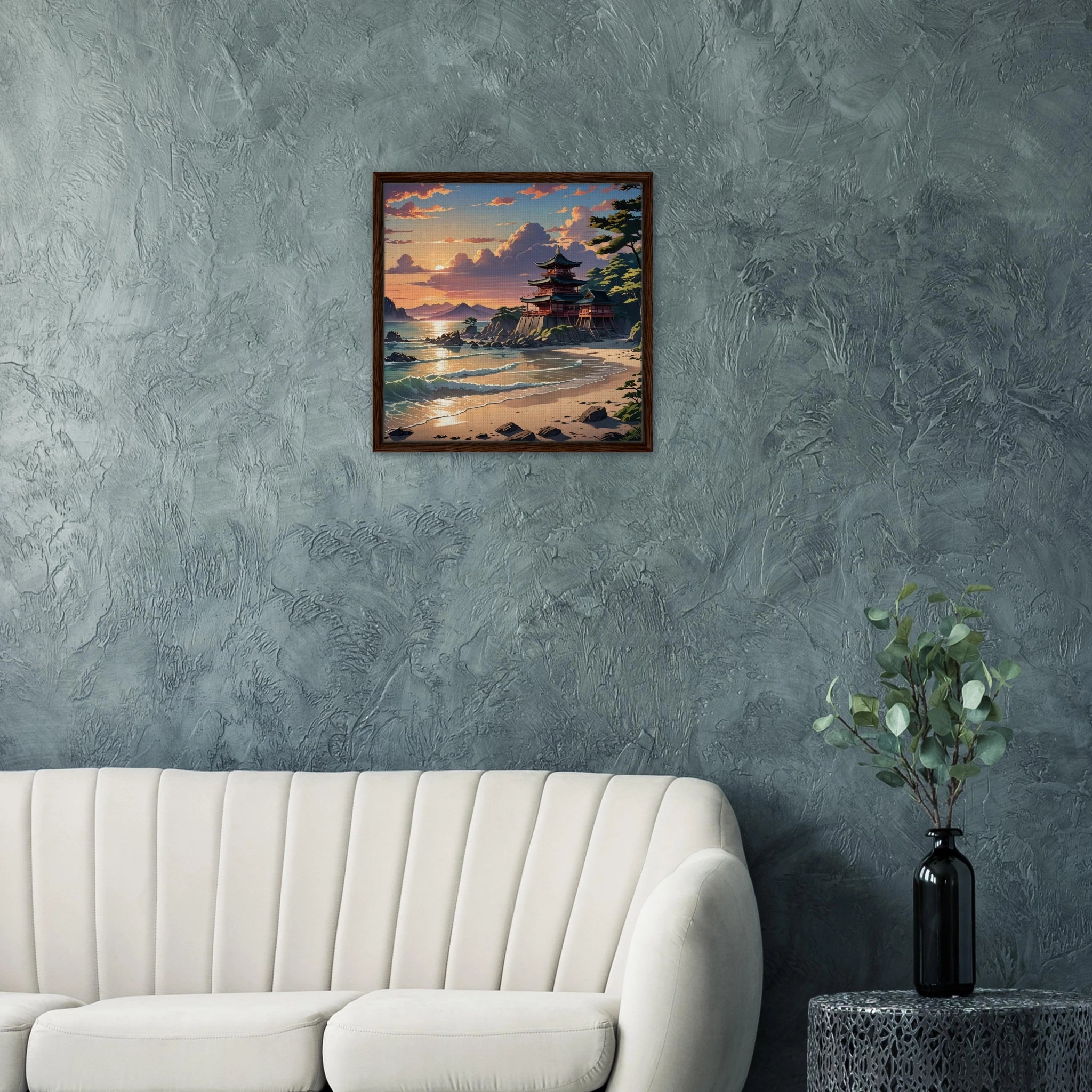 Close-up of the framed canvas’s textured brushstrokes and detailed inscription of edition number at the bottom corner.