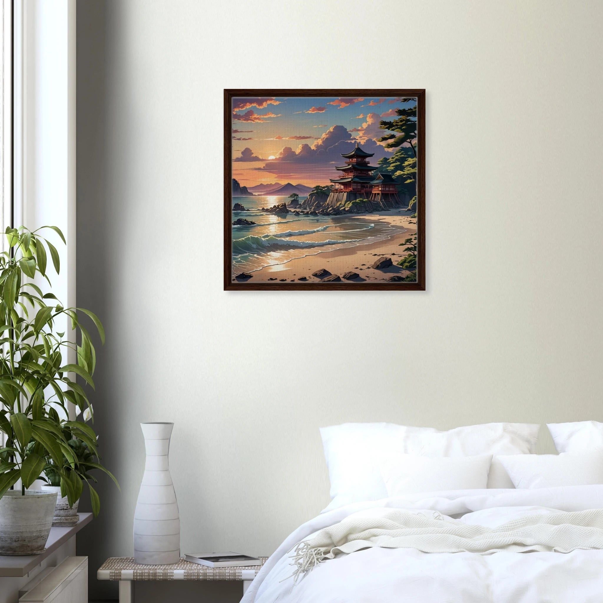 Close-up of framed canvas edges highlighting texture and hand-painted brushstrokes, with visible signature and edition