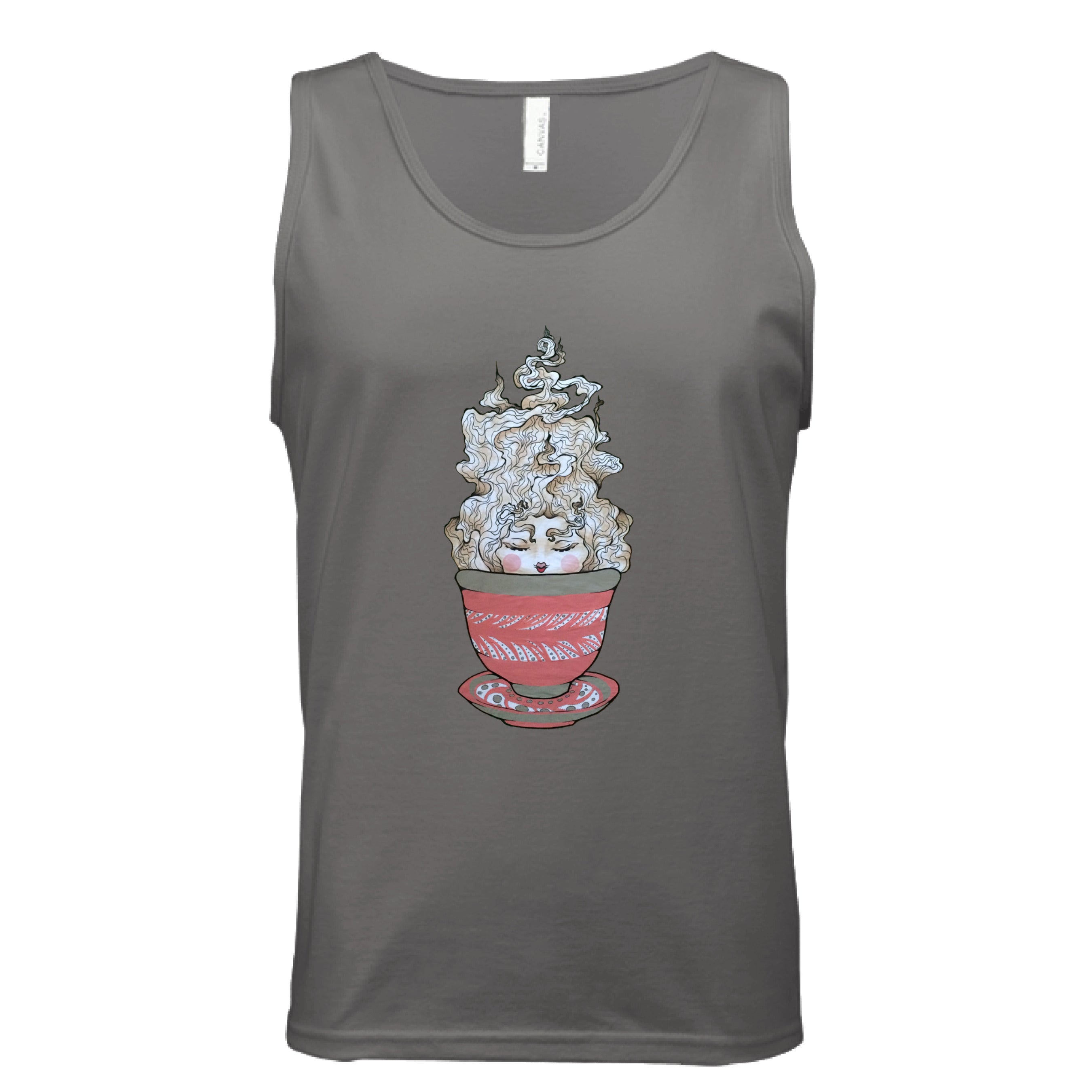 Green Tea - Tank top featuring Chris Foster Design with herbal green tea sprite artwork, made from locally-sourced, organic