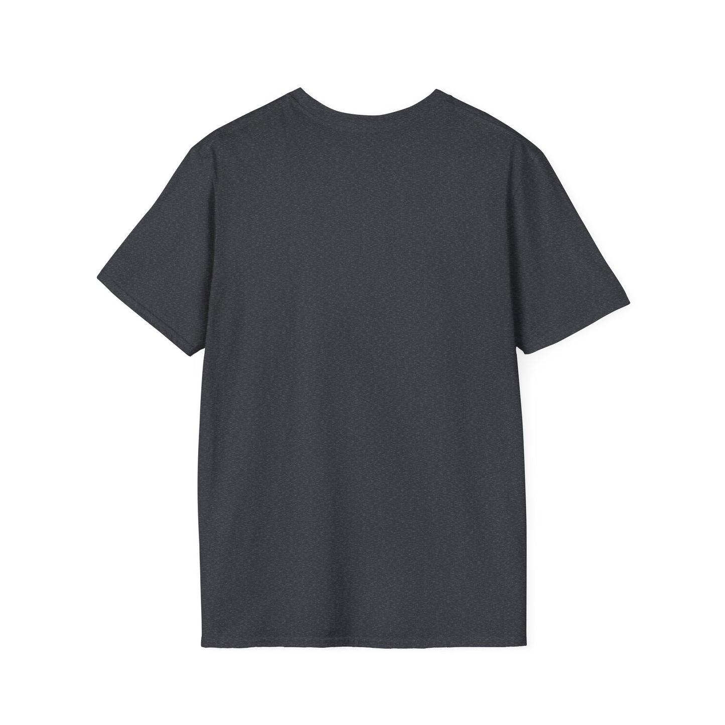 This is the Dark Heather Grey Landing T-Shirt by Lee Hansheng Studios. This is the back of the shirt. There is no illustration or images. The shirt is against a white background.