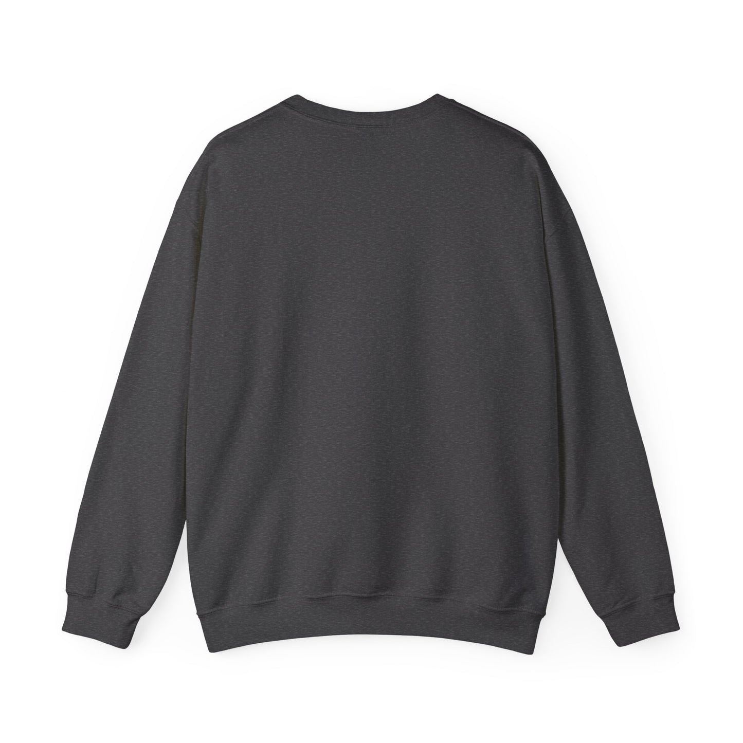 This is the Dark Heather Temple of Peace Sweatshirt by Lee Hansheng Studios. It comes in sizes S-5XL. This is an image of the sweatshirt from the back. There is no illustration or image. The shirt is against a white background.