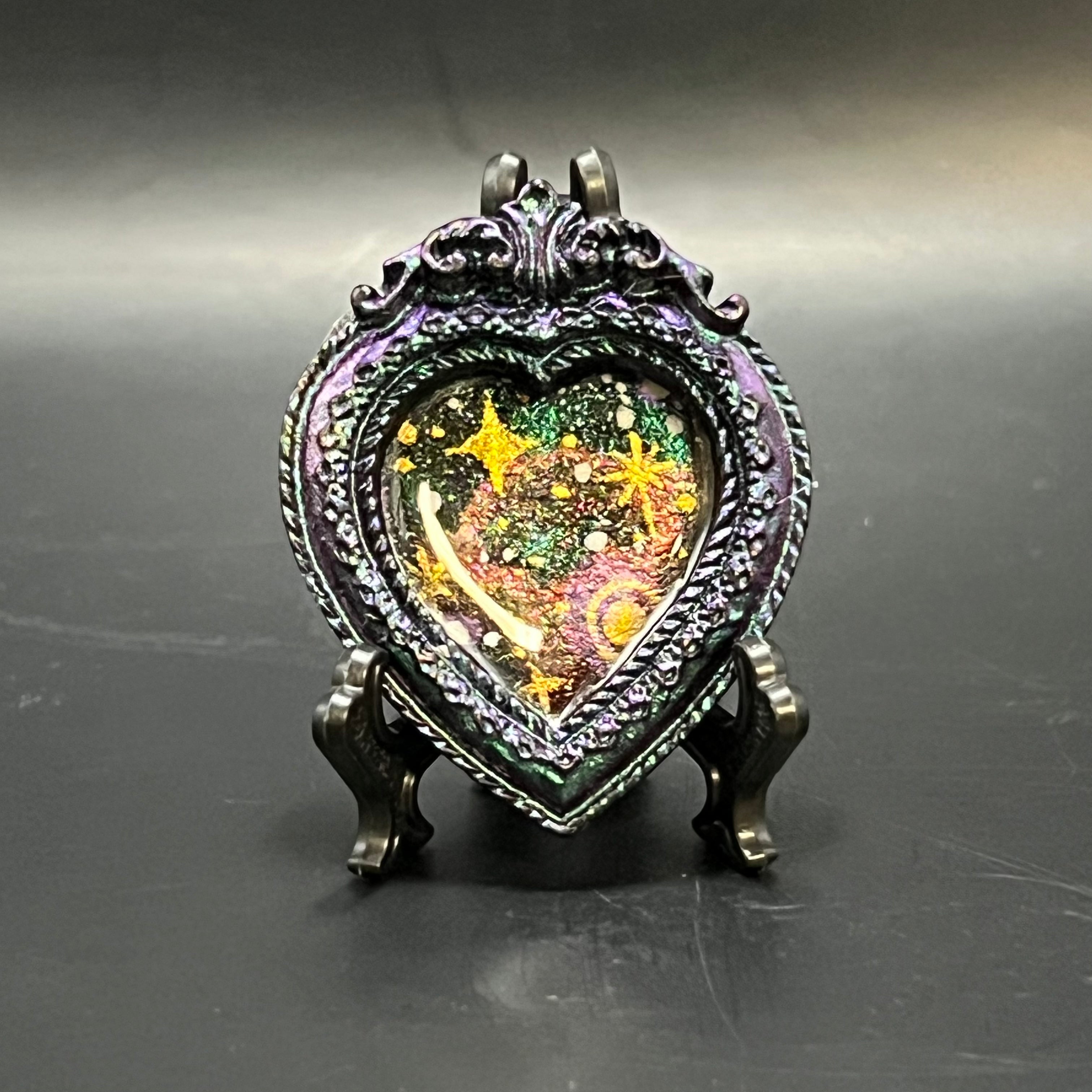 CFD Glowing Cluster mini painting by Chris Foster, mixed media on canvas, 4x4 inches, artist edition, vibrant color palette