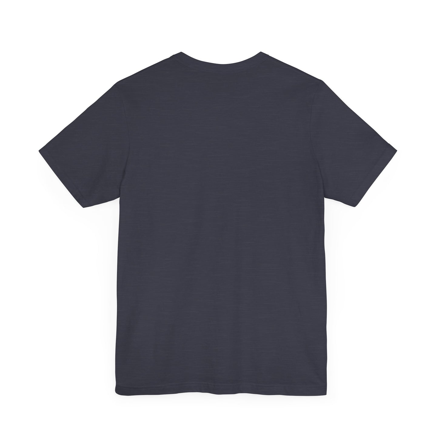 This is the ACI crewneck t-shirt in heather midnight navy. It is showcasing the back of it with no print just the color of the shirt.