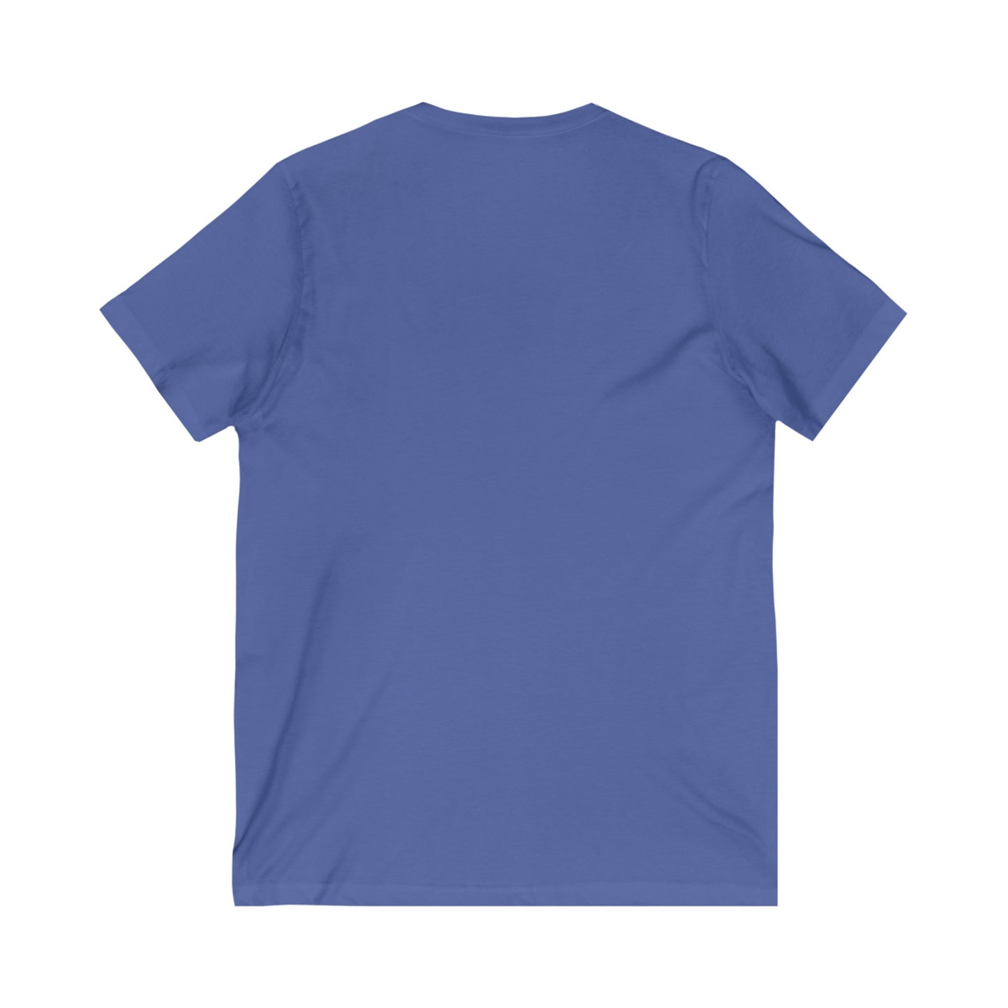 This is the Heather True Royal Into the Abyss V-Neck Tee by Lee Hansheng Studios. This showcases the back of the tee. There is no illustrations or images. It is against a white background.