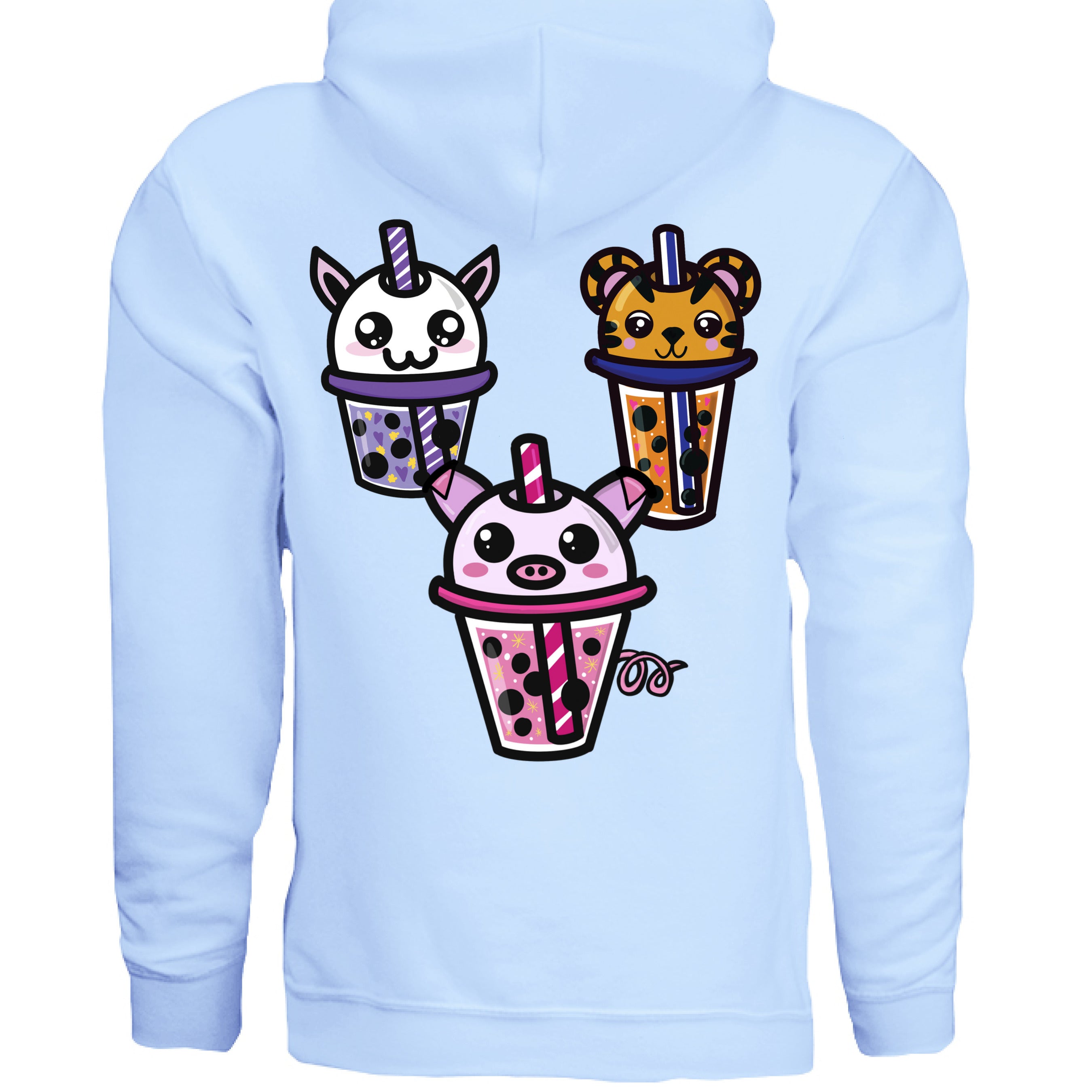 Close-up of the Boba Friends hoodie’s relaxed fit with forest green cotton fleece fabric and visible stitched neckline