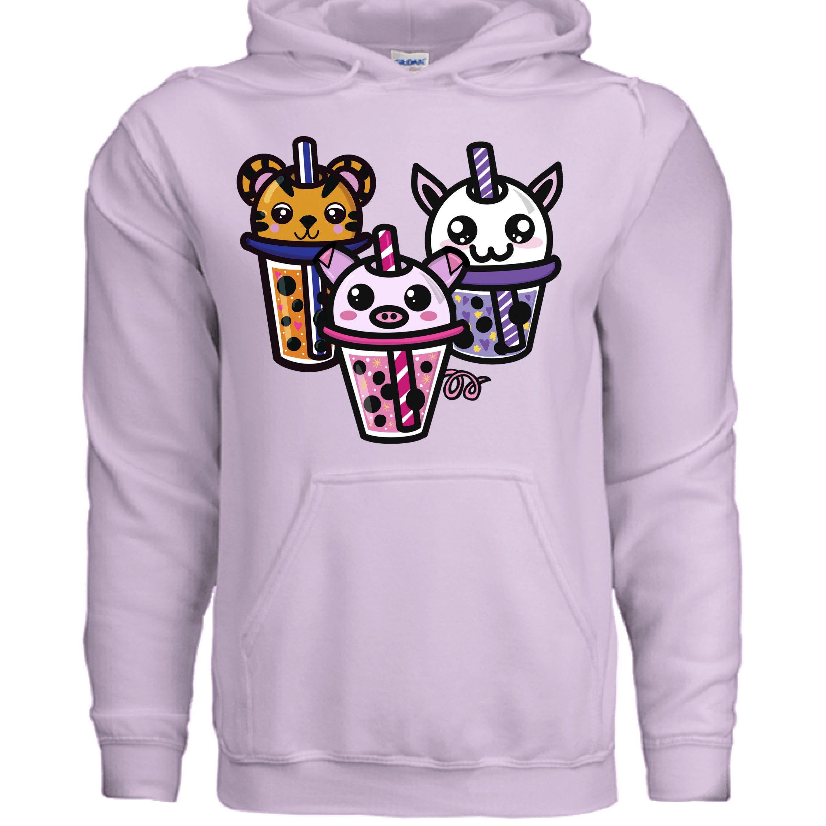 The Art Collective International Boba Friends hoodie, relaxed fit, cotton blend fabric with dazzle & dagger boba pattern in