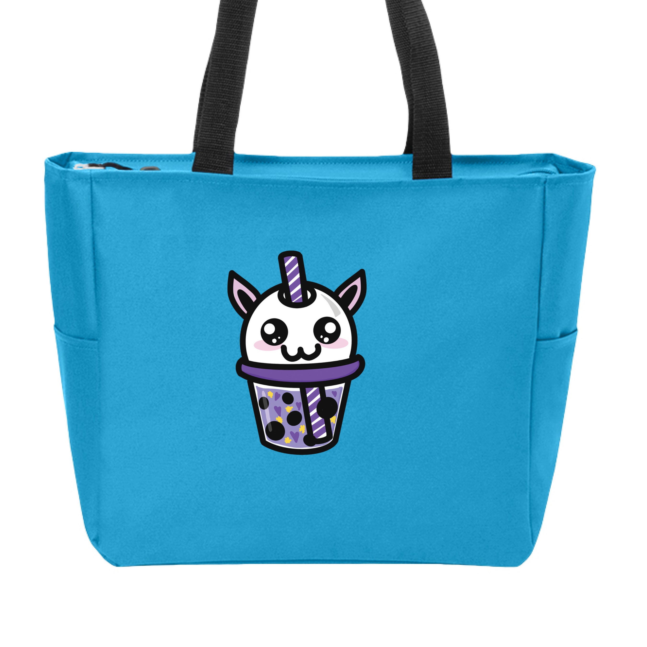 Cryptid Boba Zip Tote Bag by The Art Collective International featuring Dazzle & Dagger polyester print, black fabric