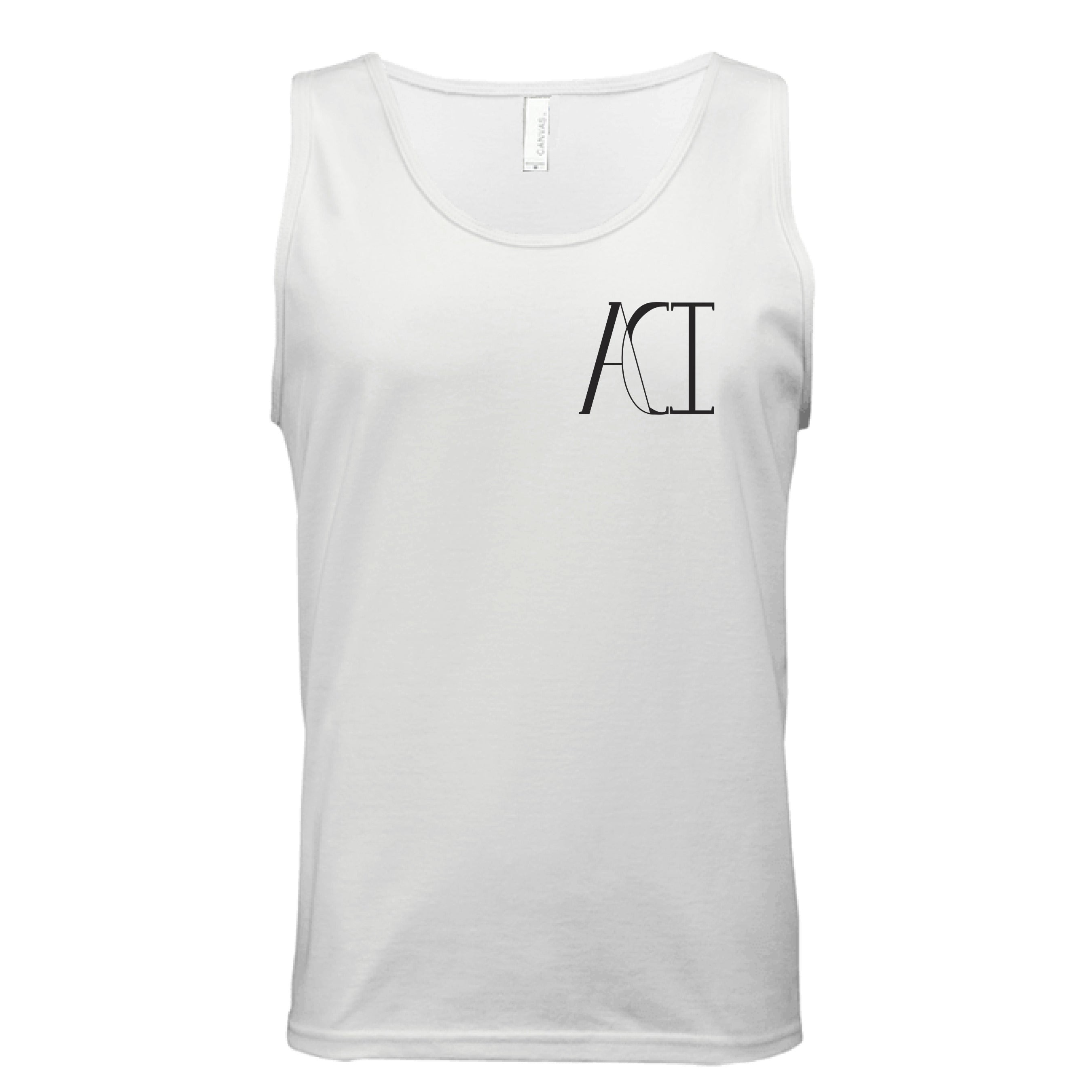 The Art Collective International ACI tank top, relaxed fit, organic cotton, black solid color, sleeveless crew neckline