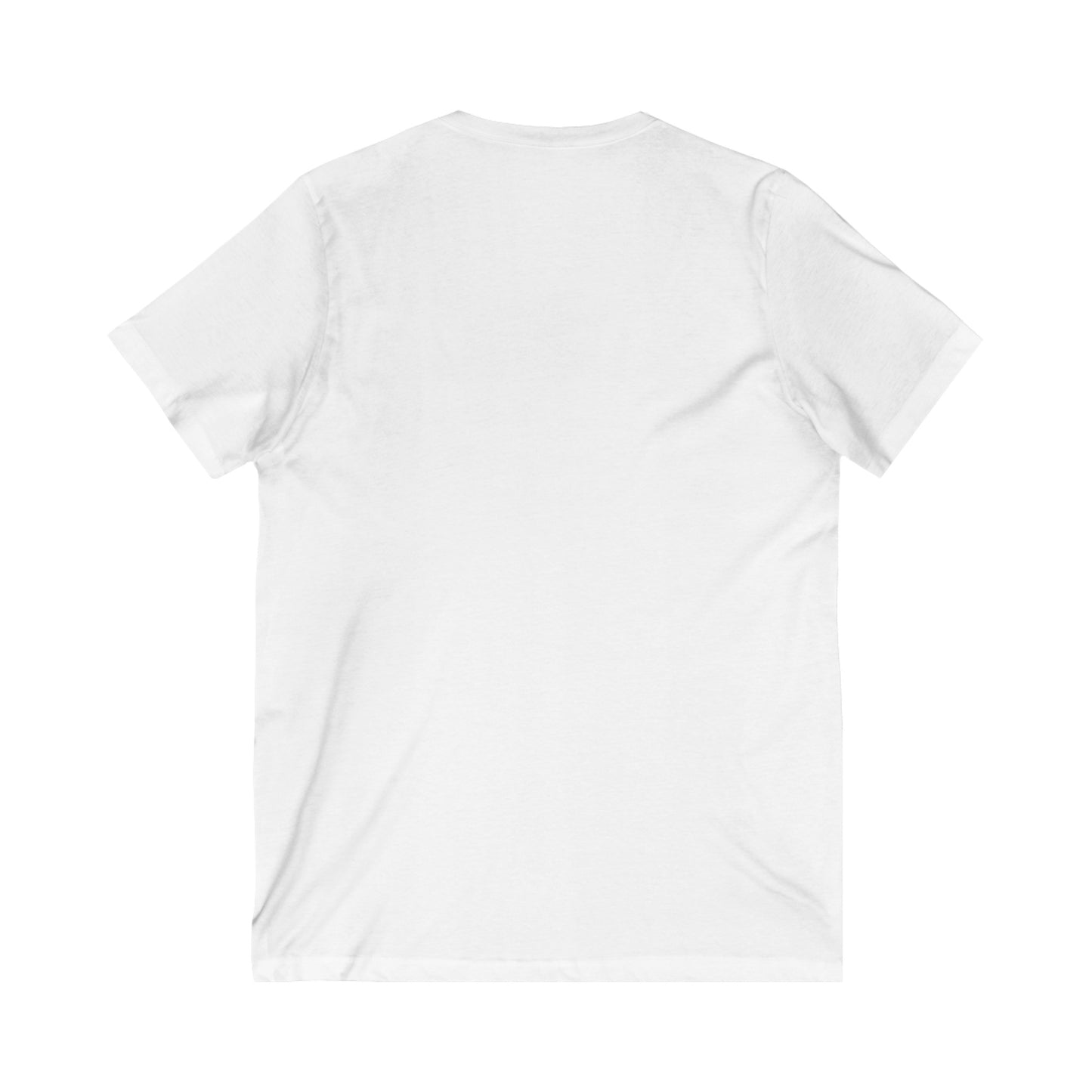 This is the White Into the Abyss V-Neck Tee by Lee Hansheng Studios. This showcases the back of the tee. There is no illustrations or images. It is against a white background.