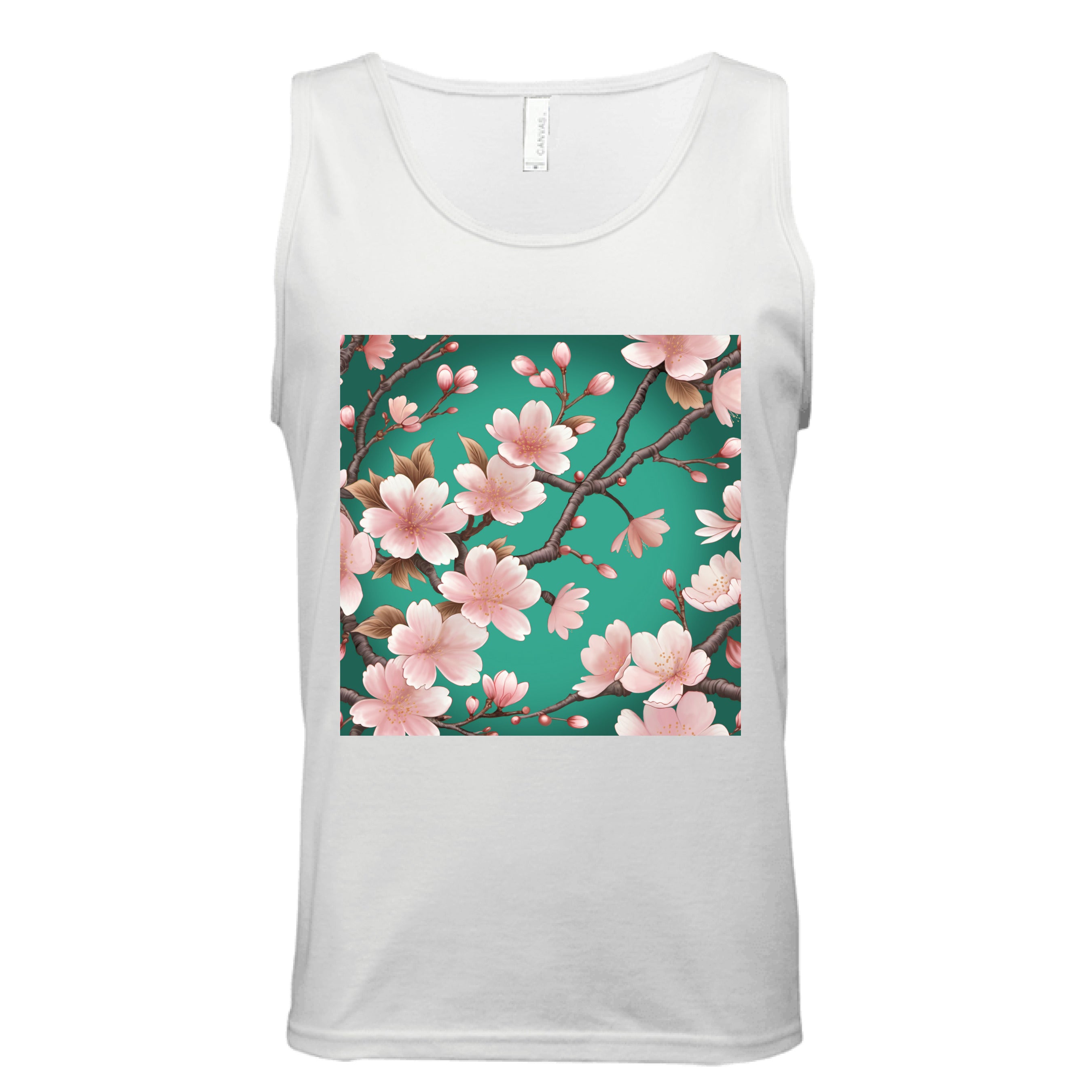 Sakura tank top by The Art Collective International, slim fit, organic cotton fabric, white color, crew neckline, sleeveless