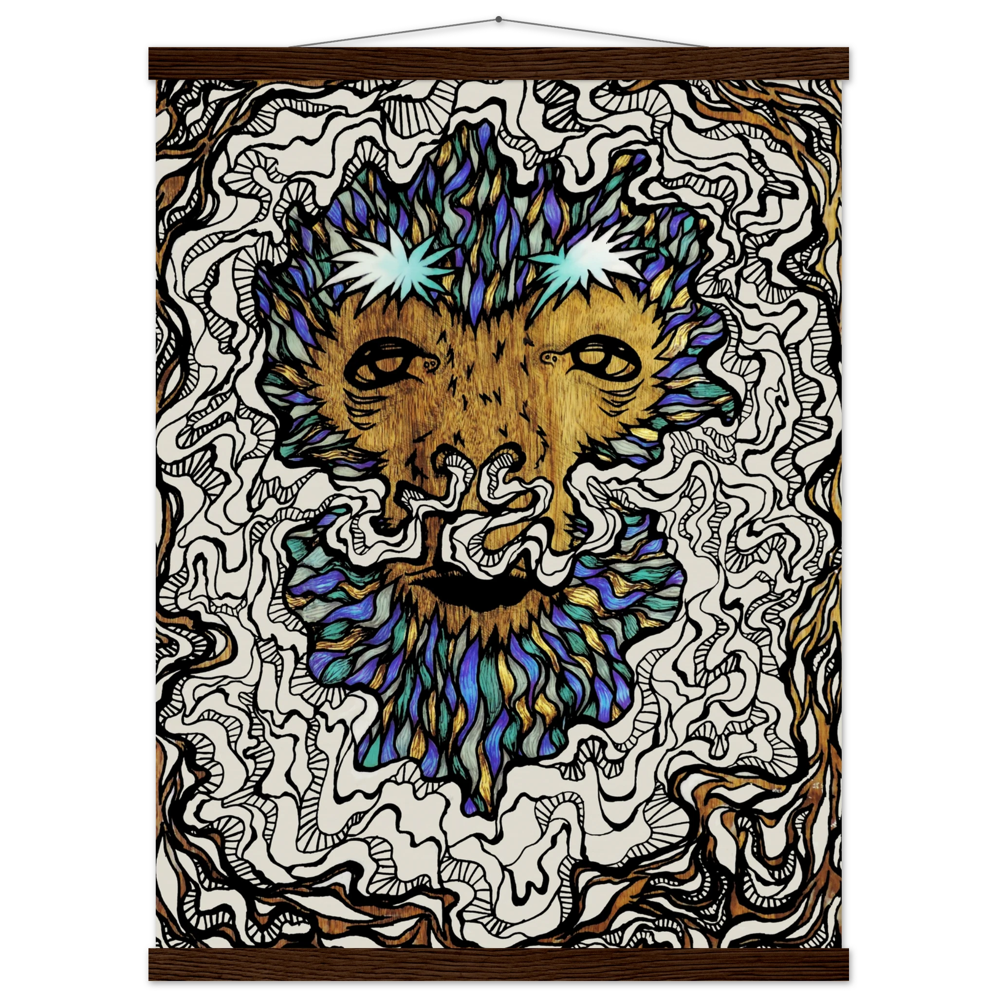 Winter Beast magnetic wooden hanger poster by Chris Foster, printed on paper, 18x24 inches, numbered edition, displayed with