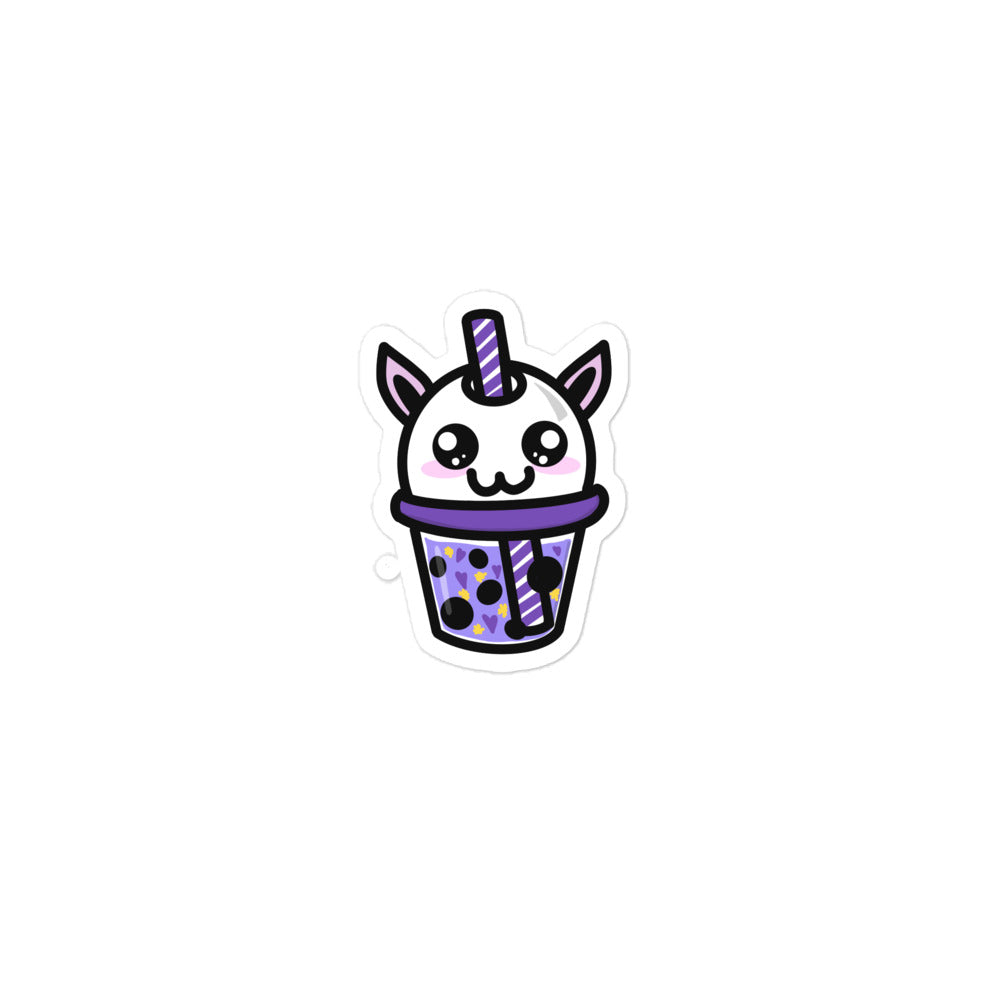 Cryptid Boba sticker featuring a Dazzle & Daggers design with vibrant green and purple colors, glossy finish, 3-inch