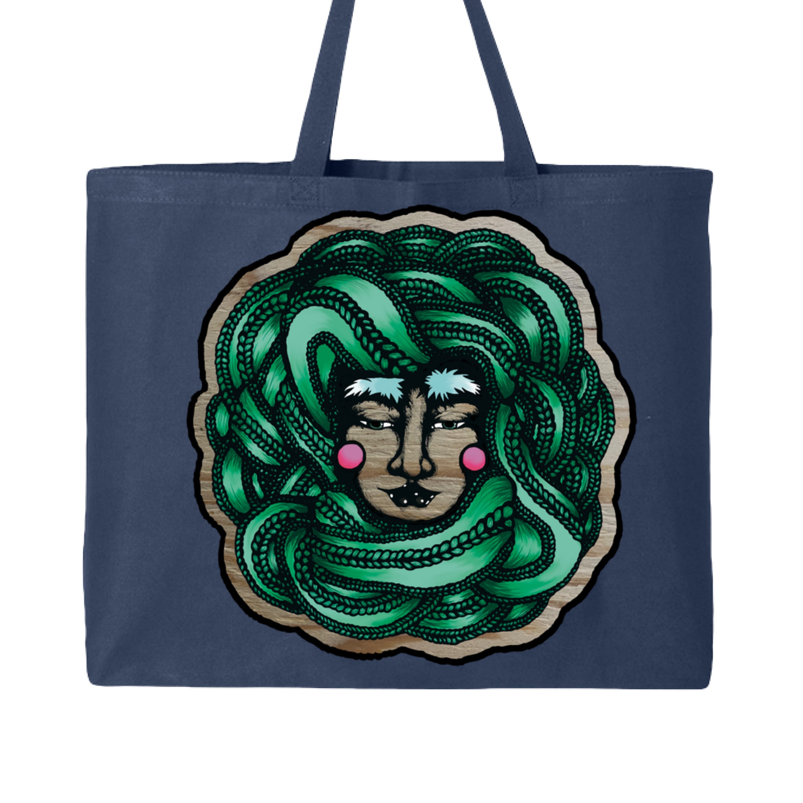 Close-up of the Winter Goddess Jumbo Tote’s textured faux leather surface with subtle embossed floral details and sturdy tan