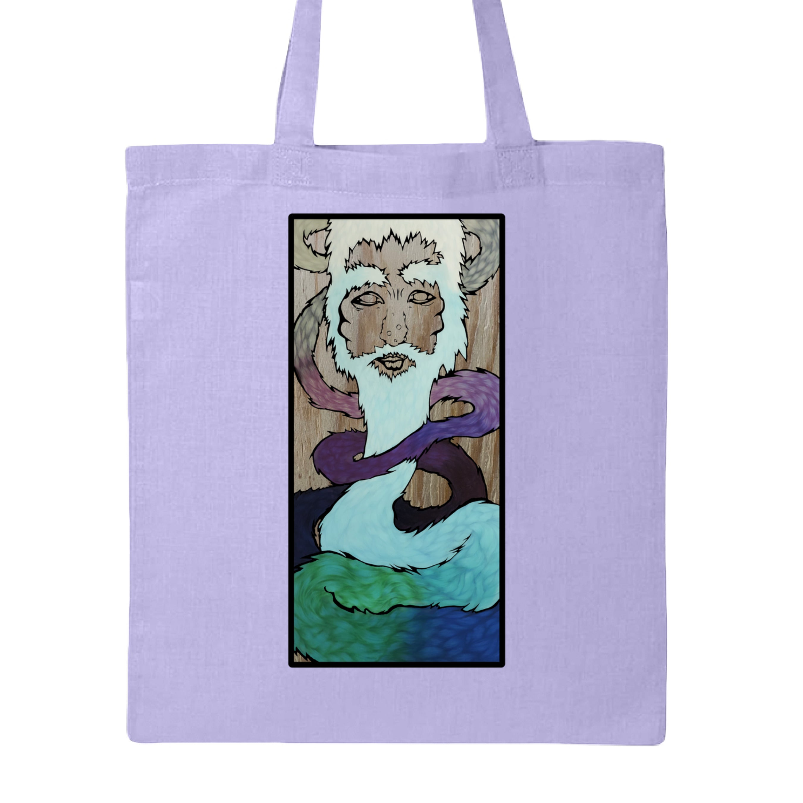 Close-up of the textured recycled cotton handles and vibrant navy exterior fabric of the Ice King Tote from an overhead angle