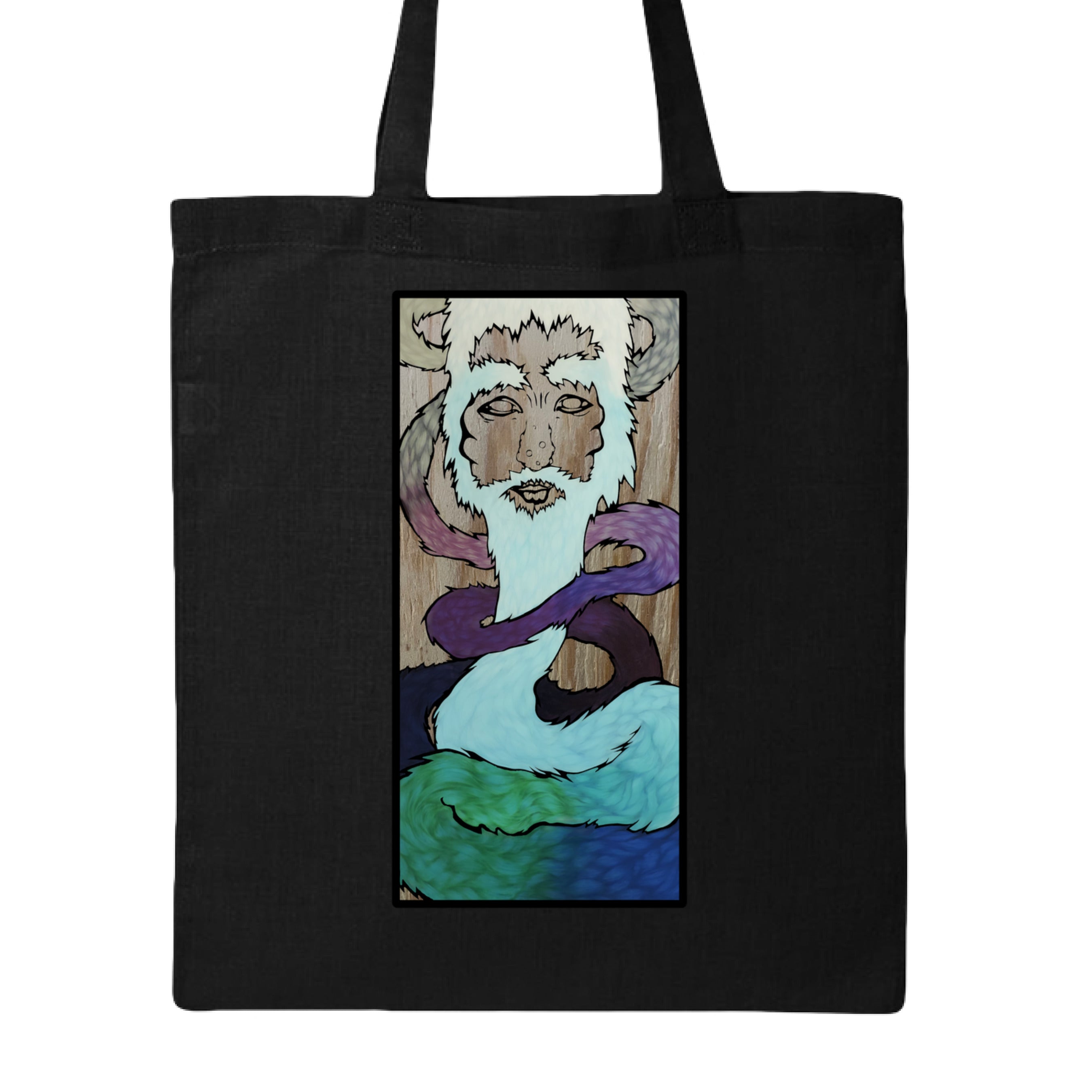 Close-up of the Ice King Tote's textured woven fabric in vibrant icy blue with sturdy brown leather handles