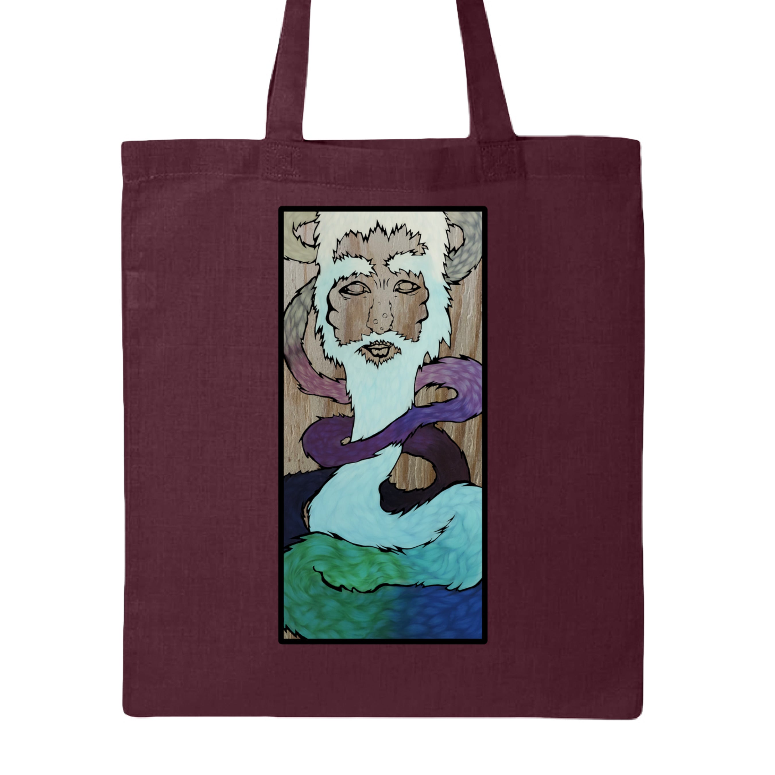 Close-up of the Ice King Tote's vibrant blue canvas handle stitching and textured fabric surface from a slight overhead