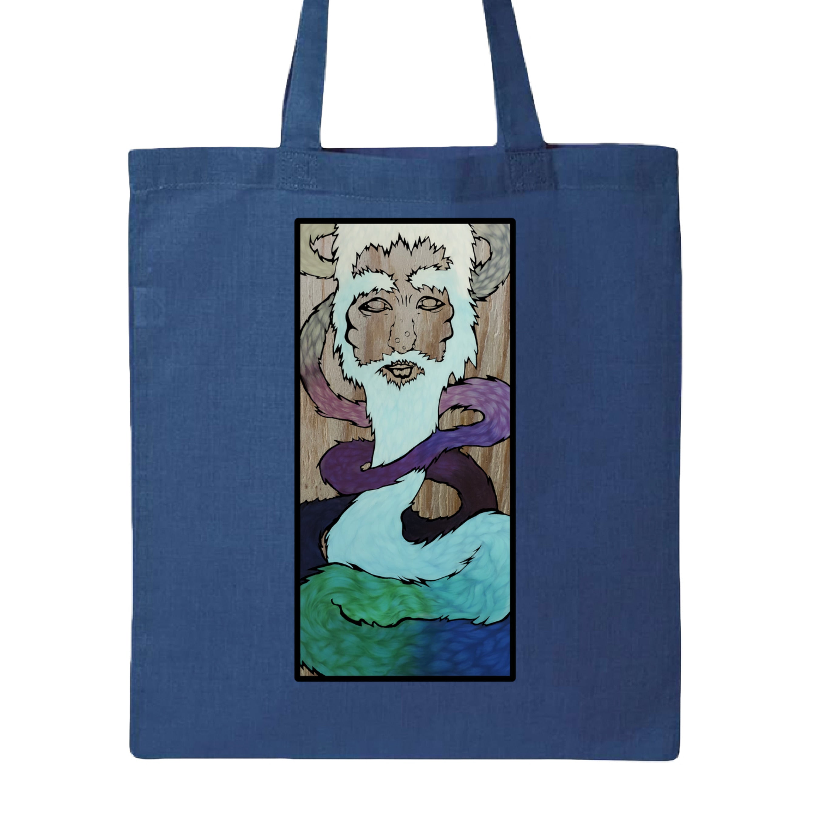 Close-up of the Ice King Tote’s textured canvas fabric and vibrant teal color with sturdy leather handles detail.