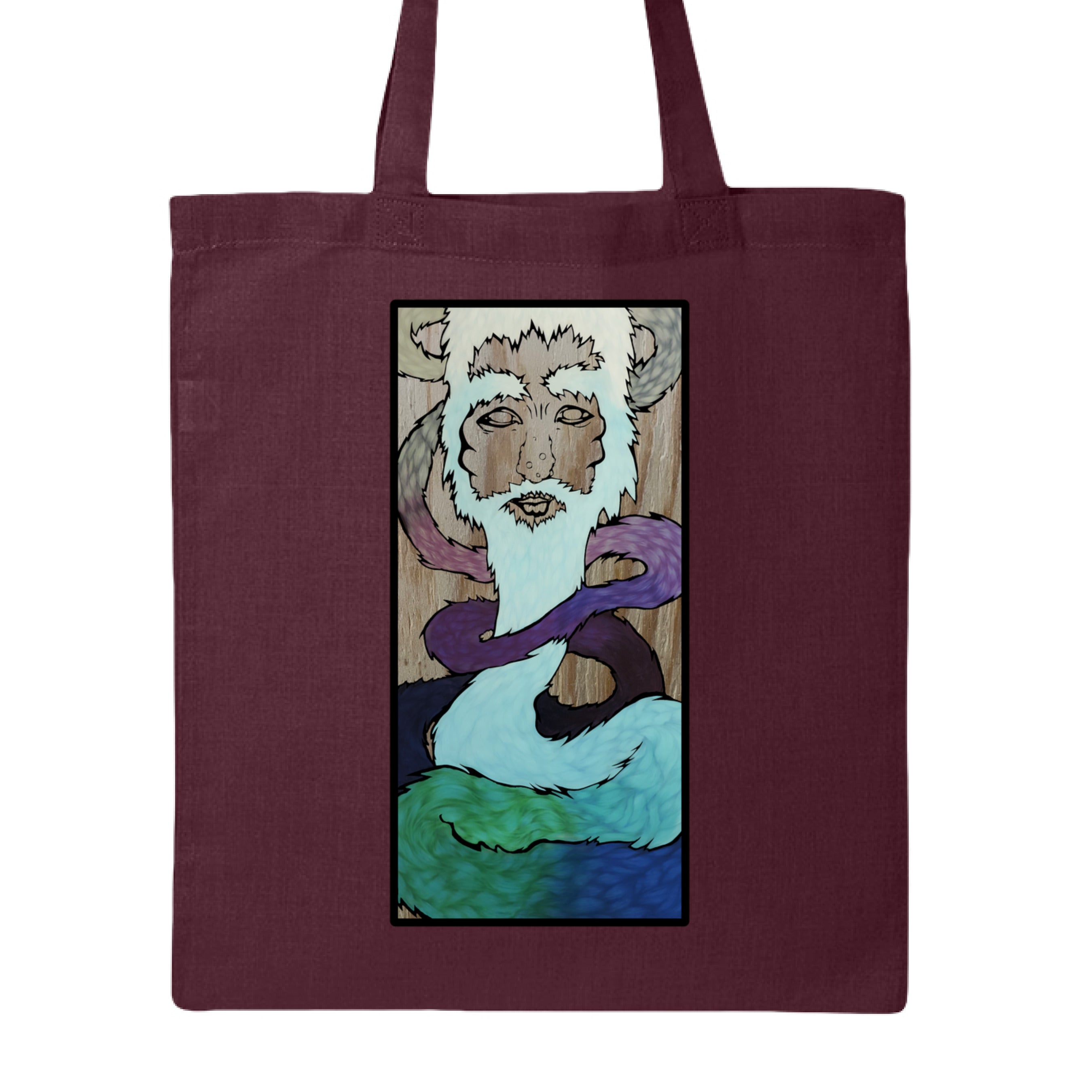 Close-up of the Ice King Tote's sturdy brown woven handles and textured canvas body showcasing durable stitching and