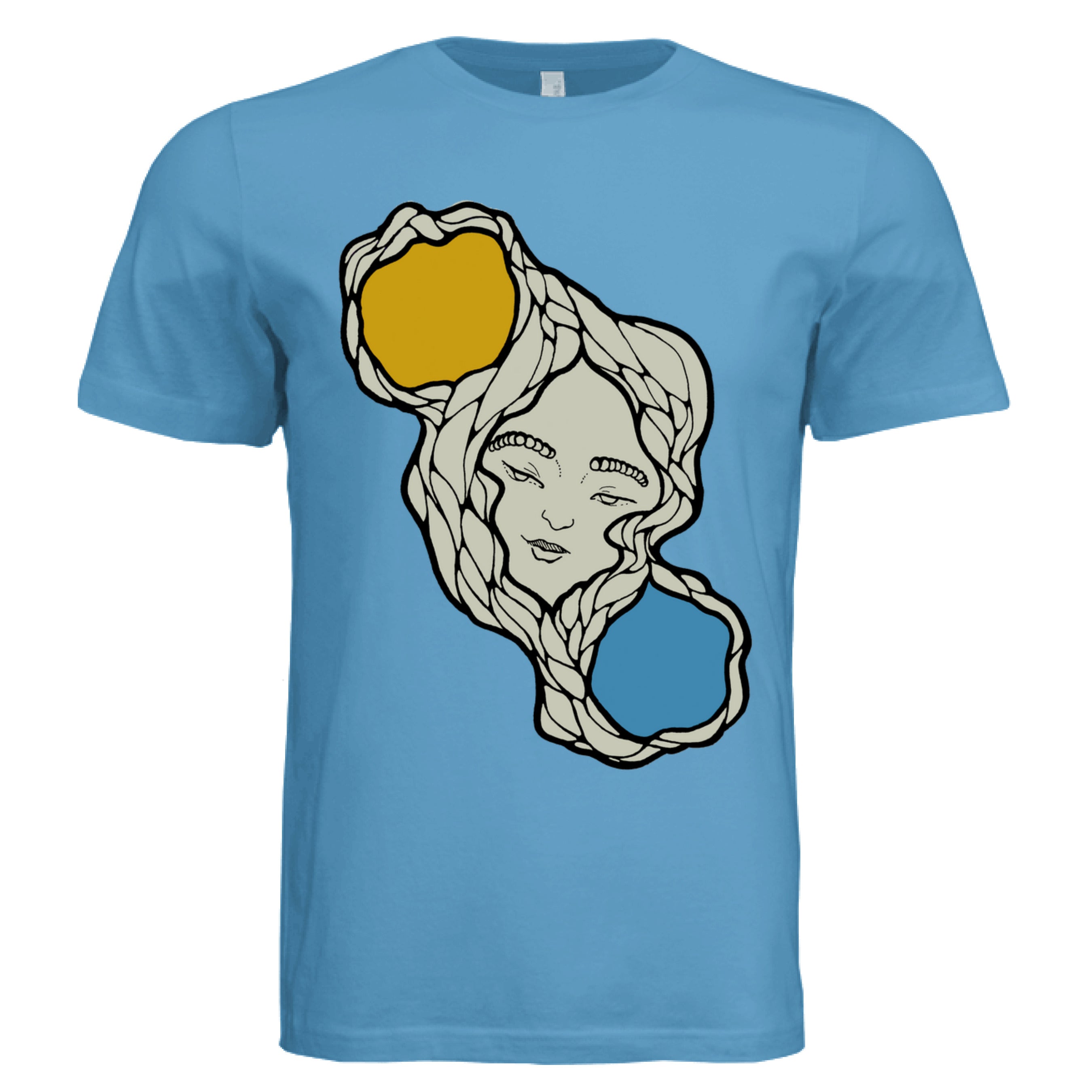 Close-up of the Sun & Moon T-Shirt’s neckline showcasing the ribbed fabric detail in heather gray with subtle stitching