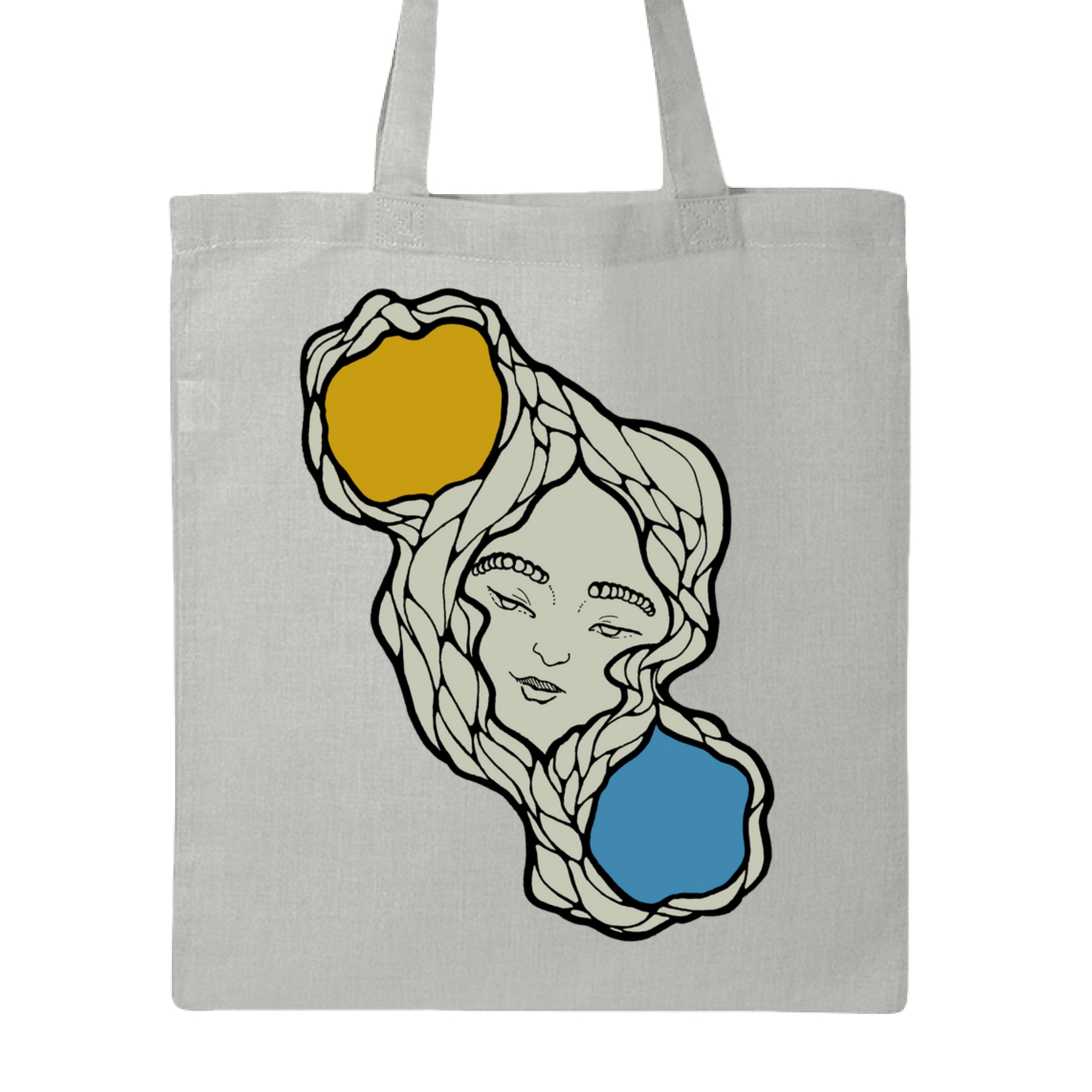 Sun & Moon tote bag by The Art Collective International, 14x16-inch organic cotton fabric with hand-printed celestial design