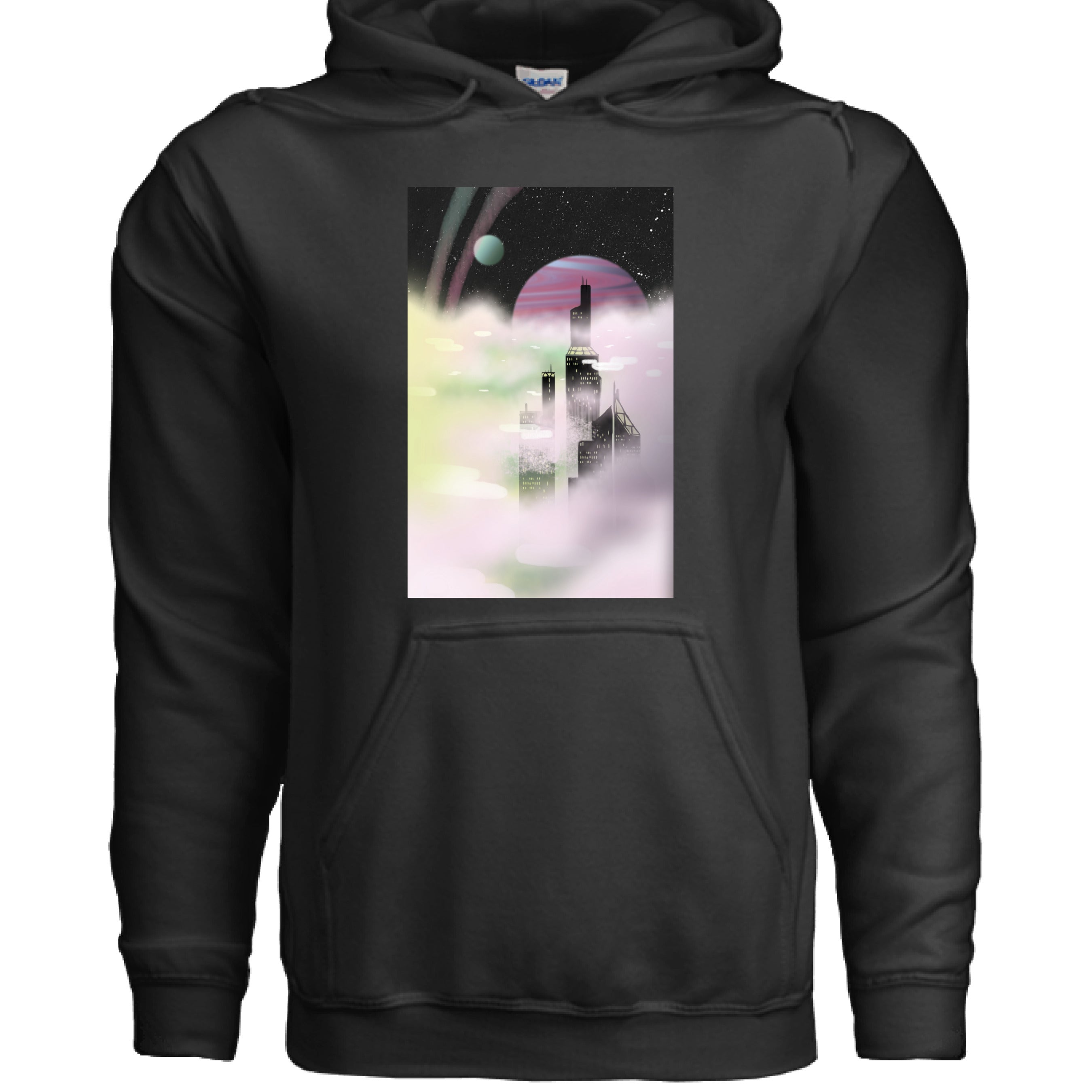 Close-up of the charcoal gray fabric's soft, textured interior lining with visible stitching on the hoodie’s hem and sleeve