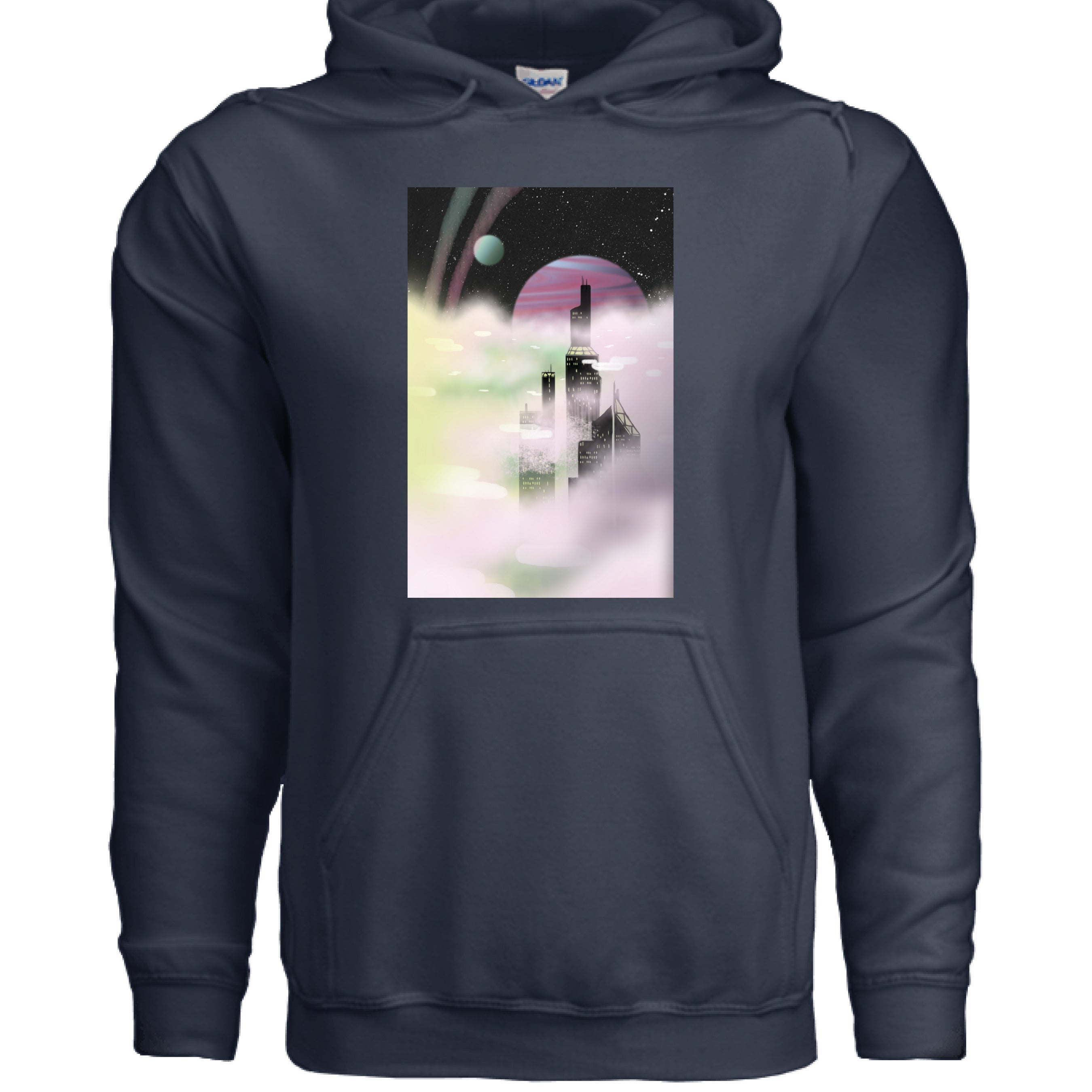 The Art Collective International Stratosphere Hoodie in heather navy with soft cotton-polyester blend, ribbed cuffs, and