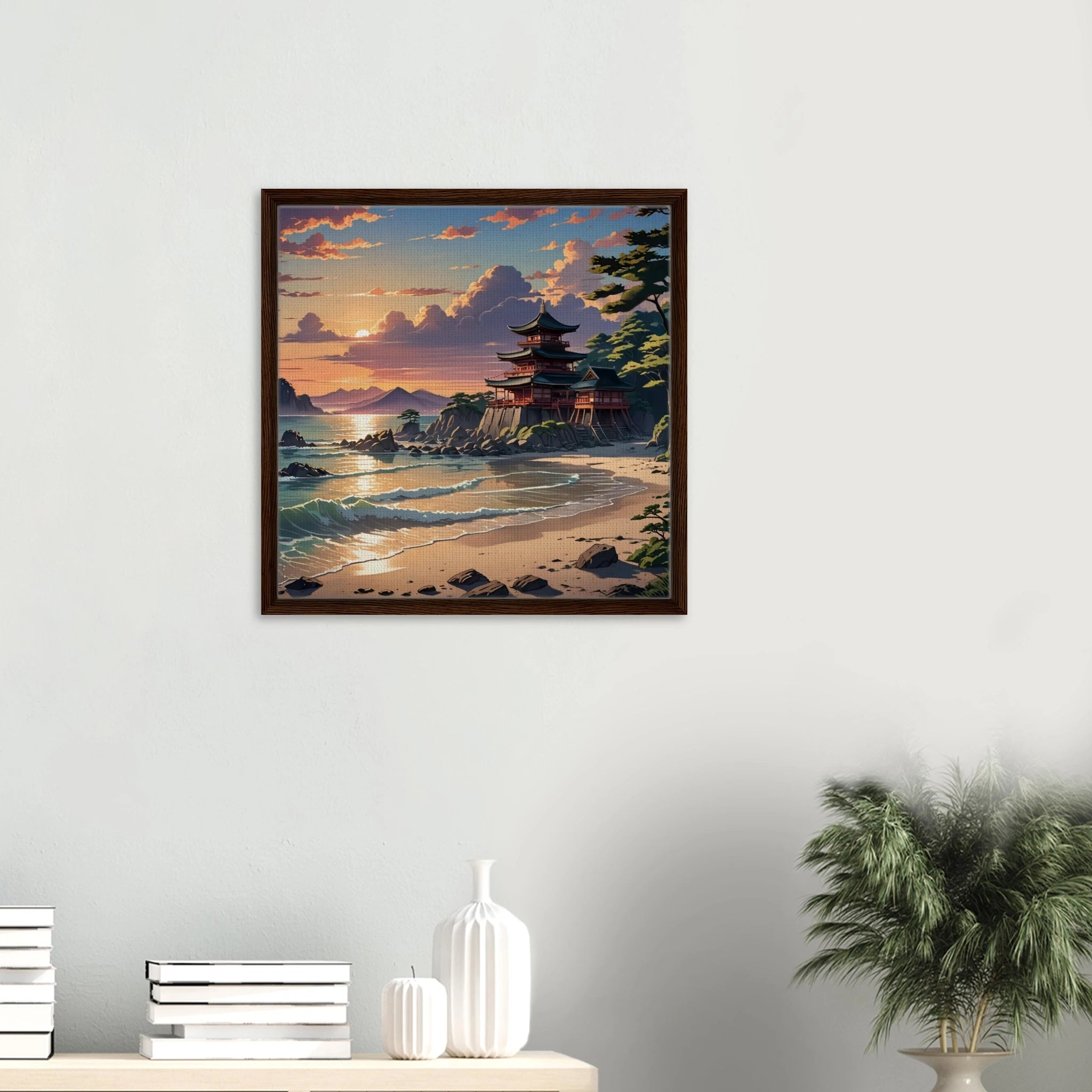 Close-up of the framed canvas edge highlighting the black border and textured surface detail from the artist’s 20th-century