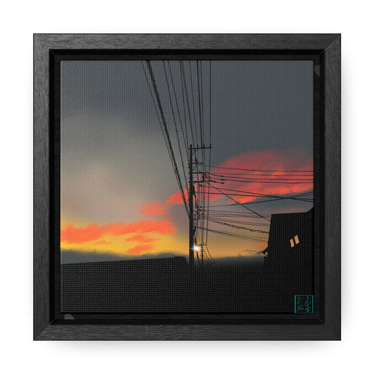 Sunset Powerlines - Gallery Canvas Wraps, Square Frame