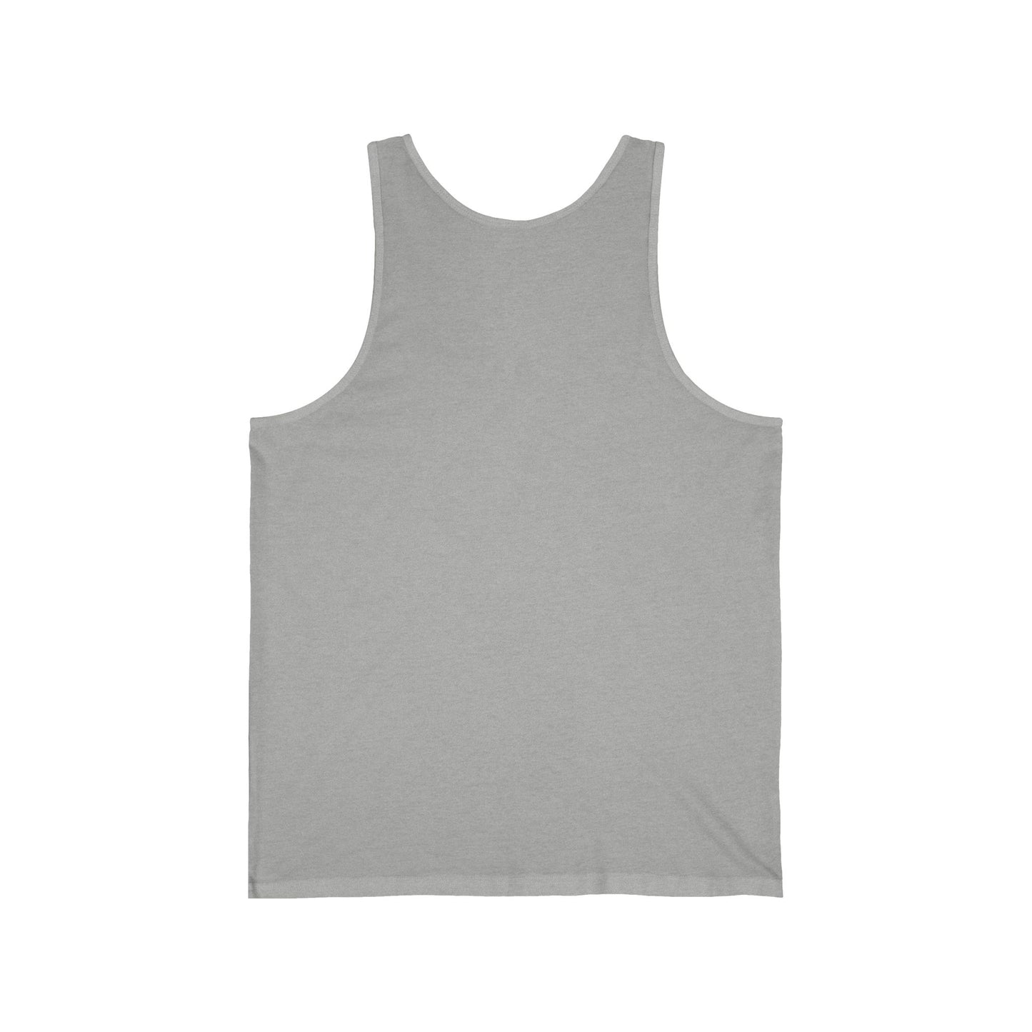 This is the Athletic Heather Earl Grey Tank by Chris Foster Design. This is showcasing the back of the tank. There is no illustration or image. The tank is against a white background. 