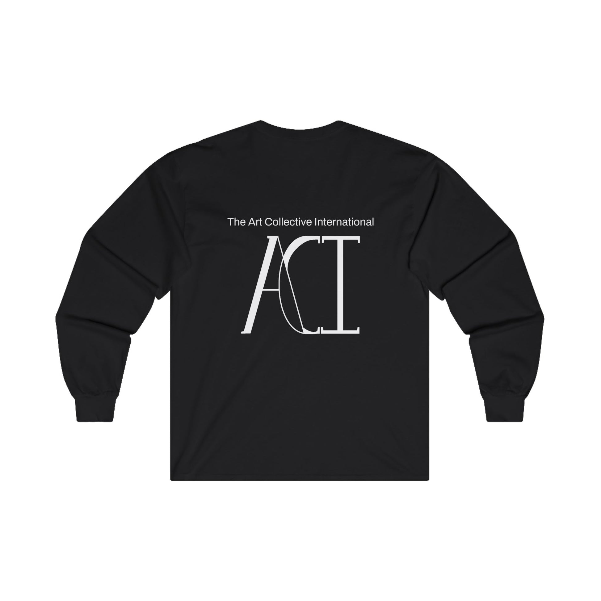 Black long sleeve shirt with ACI logo and "The Art Collective International" on the front.