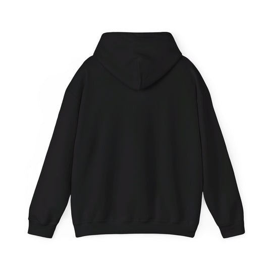 This is the Black Echeveria In Bloom Hoodie by Chris Foster Design. It comes in sizes S-5XL and this shows the back with the hood down. There is no illustrations or designs on the back. There is hemming on the wrists and the waists. The hoodie is against a white background.