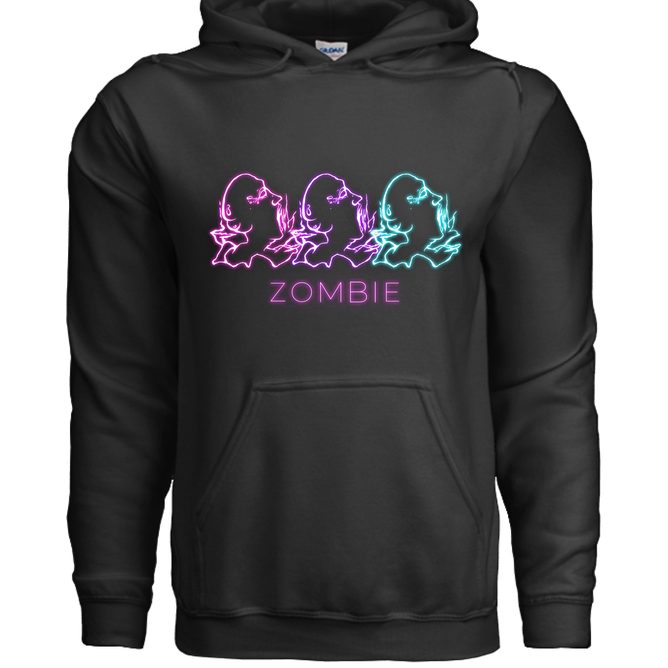Neon Zombie hoodie by The Art Collective International, relaxed fit, cotton-polyester blend, black with neon green zombie