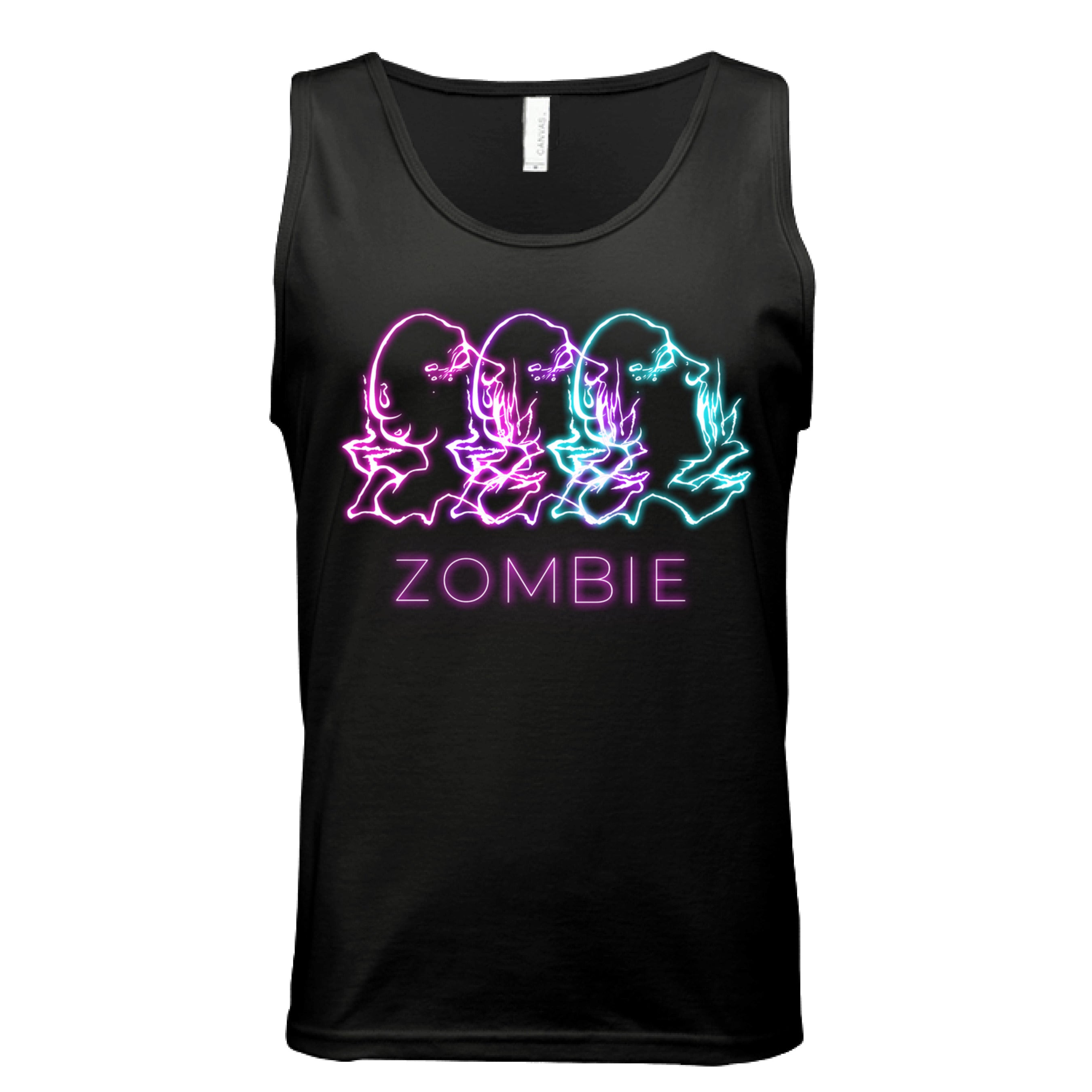 Zombie - Tank top in relaxed fit, charcoal black organic cotton with graphic print, designed by Chris Foster for The Art