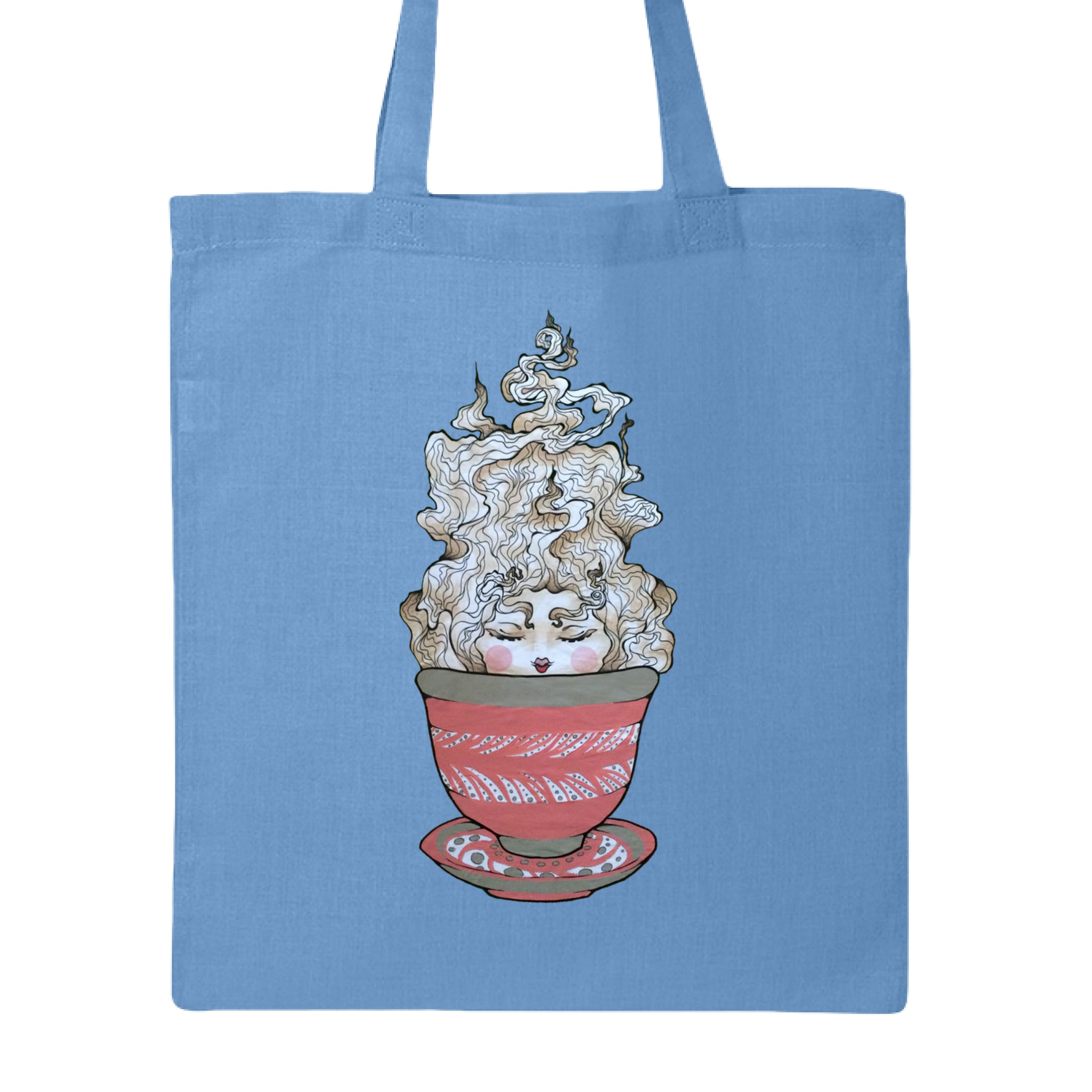 Green Tea Canvas Tote Bag featuring Chris Foster Design with tea sprite artwork, eco-friendly and hand-crafted by The Art