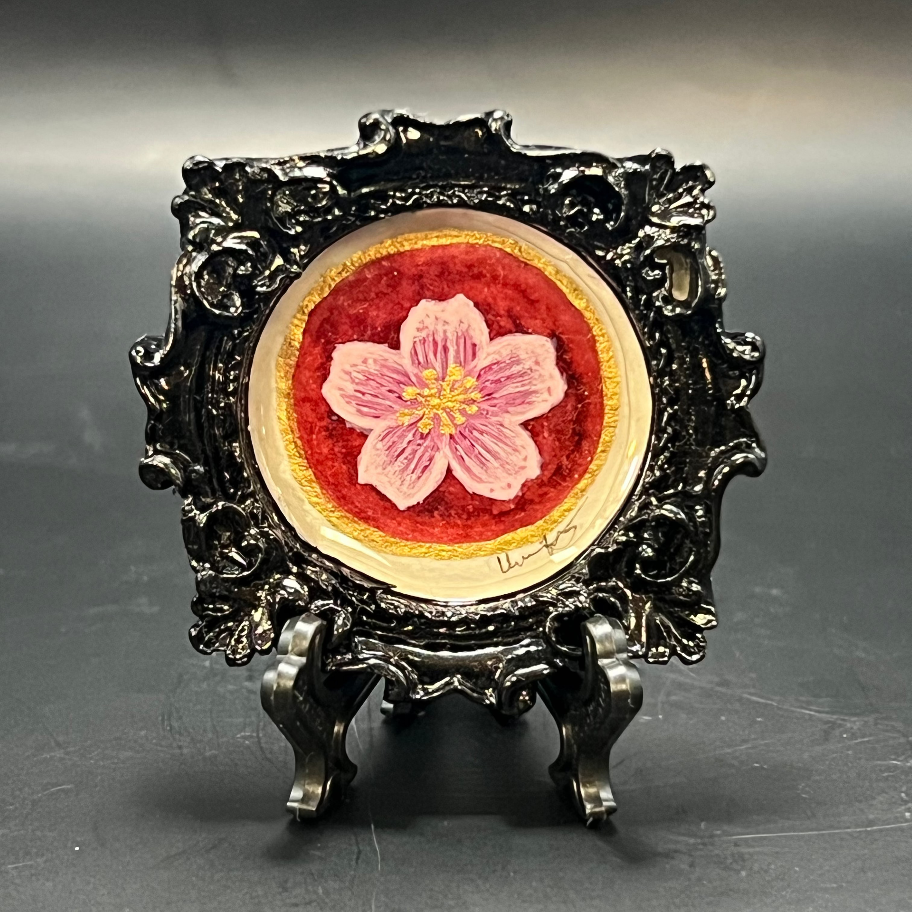 CFD Cherry Blossom Bloom mini painting in watercolor on paper, 8x10 inches, framed by The Art Collective International