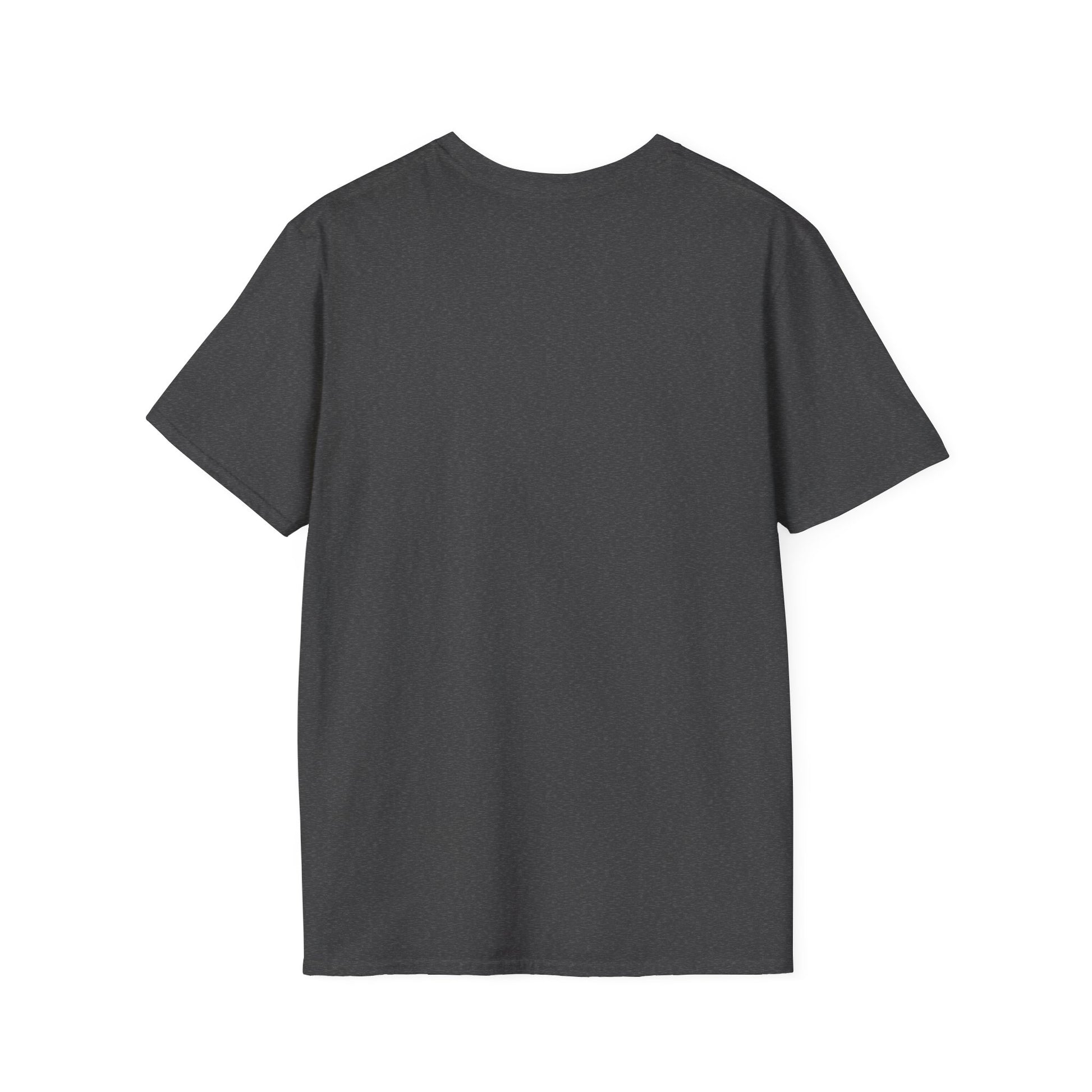 This is the Dark Heather A Glance T-Shirt by Lee Hansheng Studios. This is the image of the shirt from the back. There is no image or illustrations. The t-shirt is against a white background.