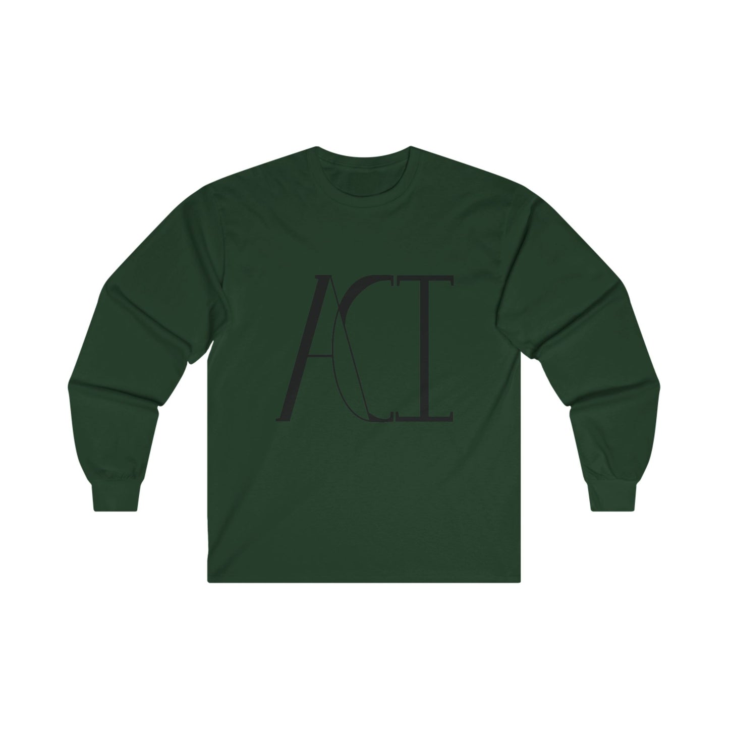 Forest green long sleeve with ACI logo printed on the front.