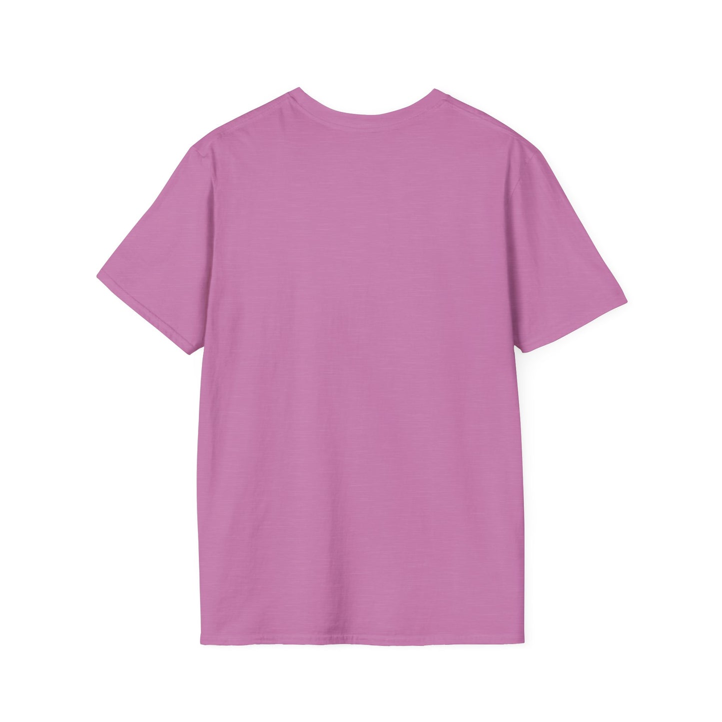 This is the Heather Radiant Orchid English Breakfast Tea T-Shirt by Chris Foster Design. It comes in sizes XS-5XL. This is an image of the back of the t-shirt. There is no illustration on the back. The shirt is against a white background.