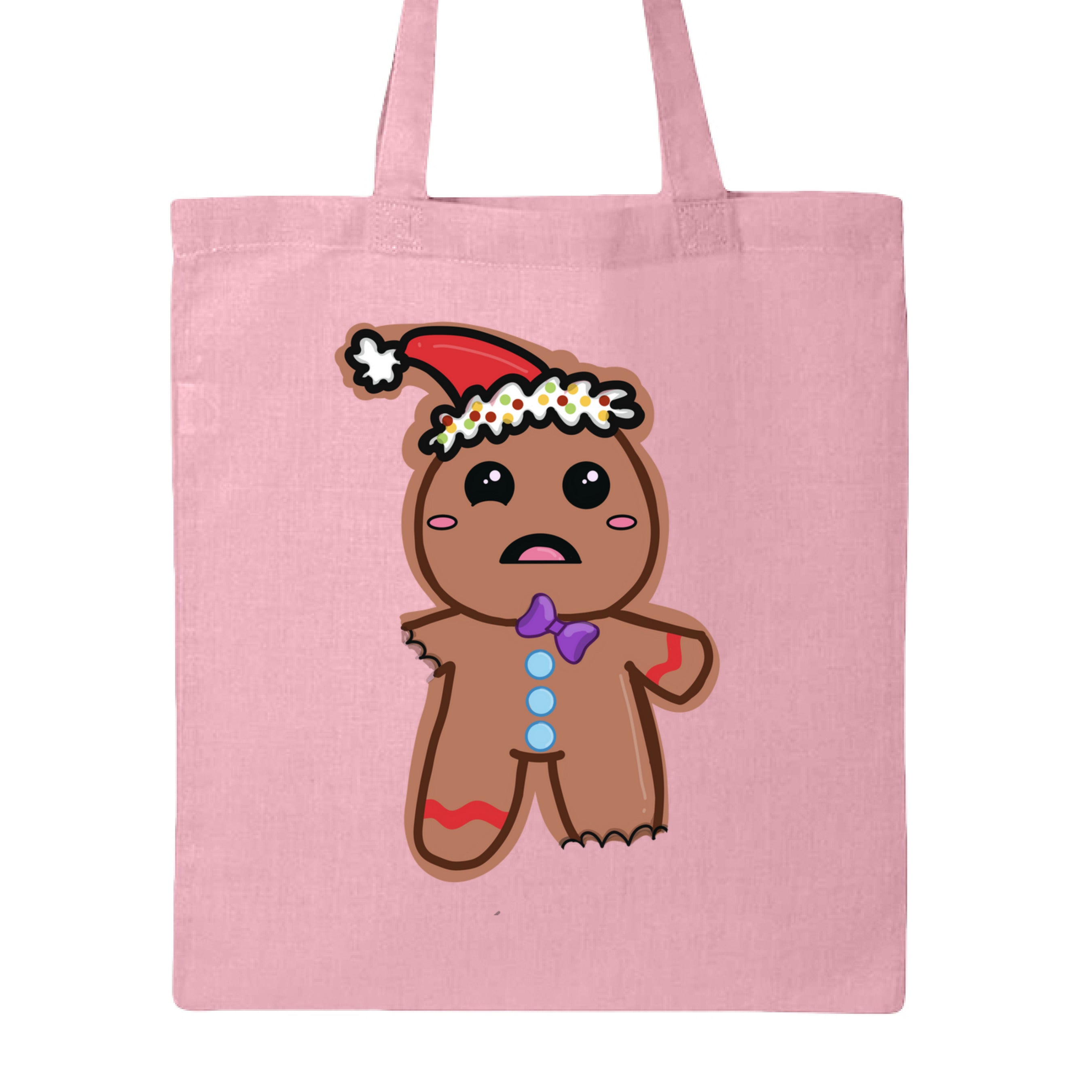 Ginger Bread, Ginger Dead canvas tote bag front pocket with detailed stitched design and textured fabric in natural beige