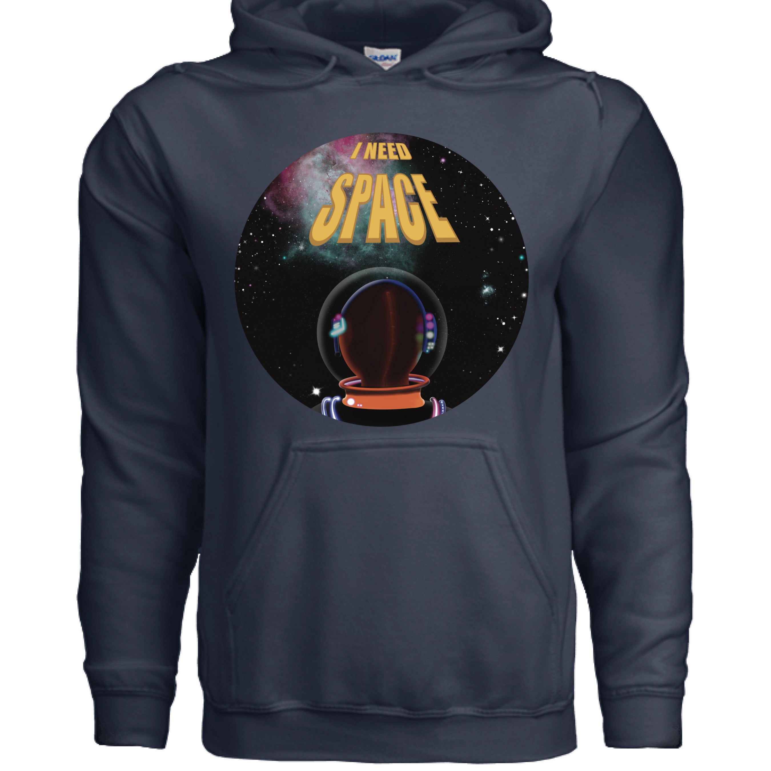 The Art Collective International I Need Space hoodie in relaxed fit, soft cotton-polyester blend, charcoal gray with minimal