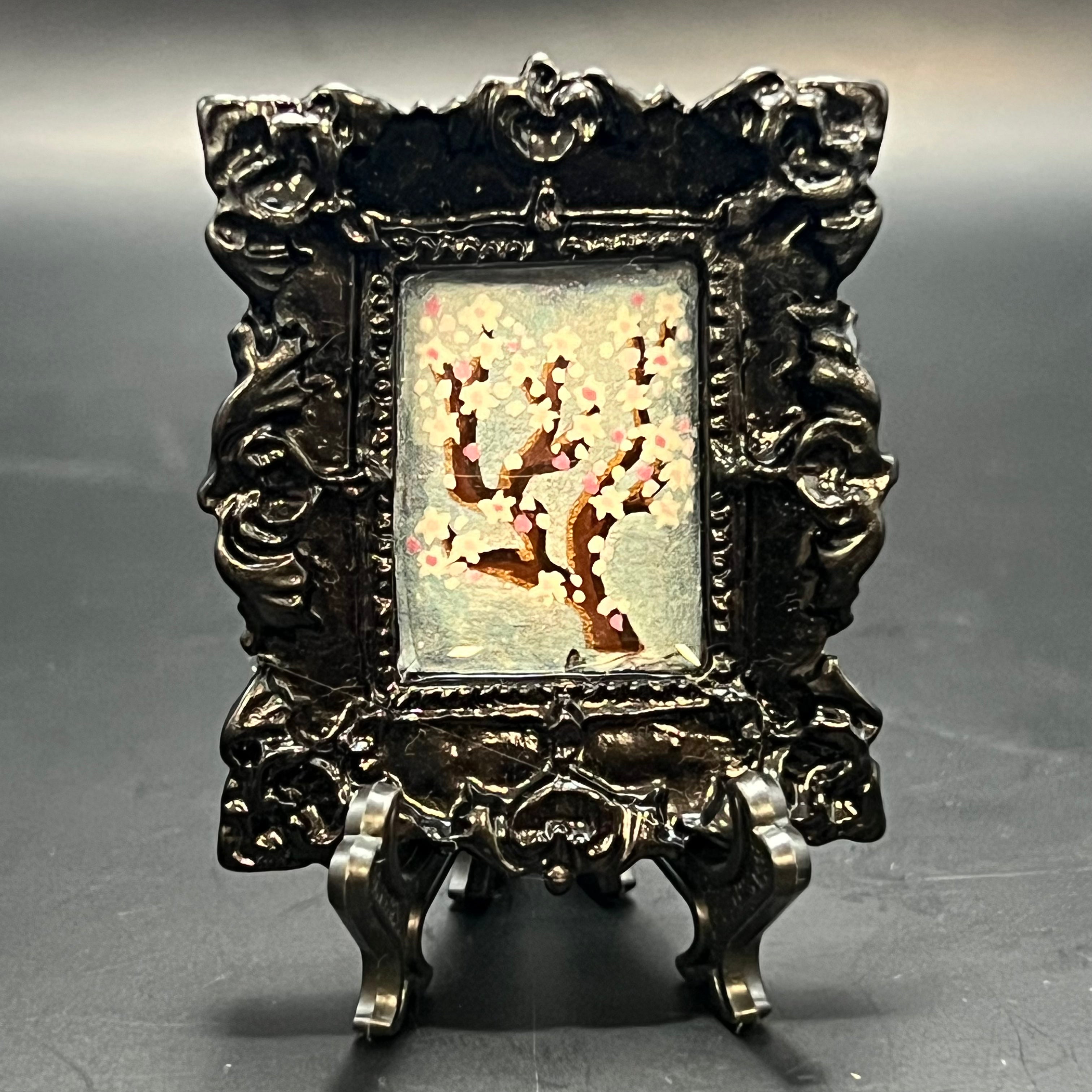 CFD Plum Blossom Rectangle Mini Painting in watercolor on textured paper, 4x6 inches, unframed, by Chris Foster from