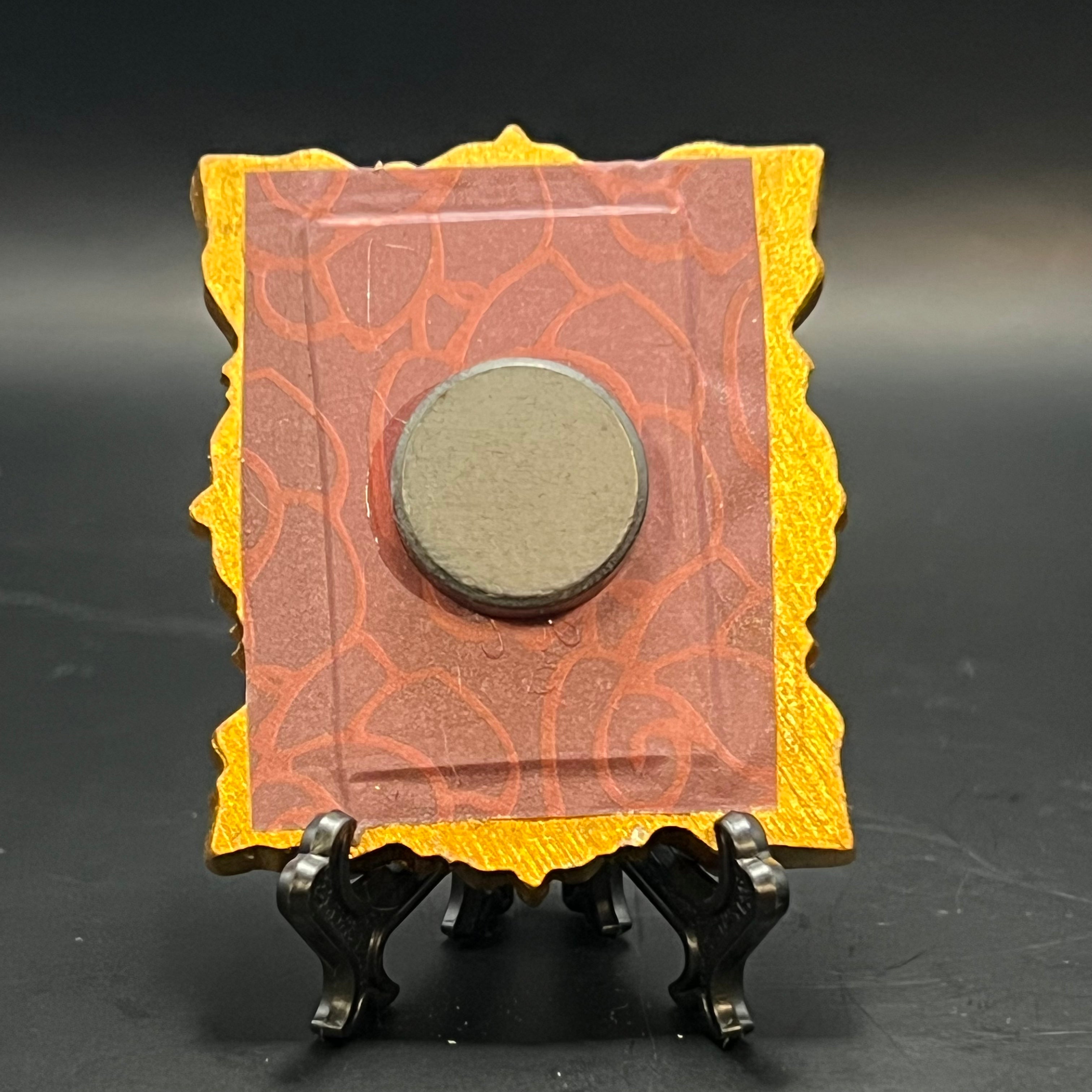 Close-up of the textured brushstrokes and intricate detail highlighting the mushroom's delicate surface in the miniature