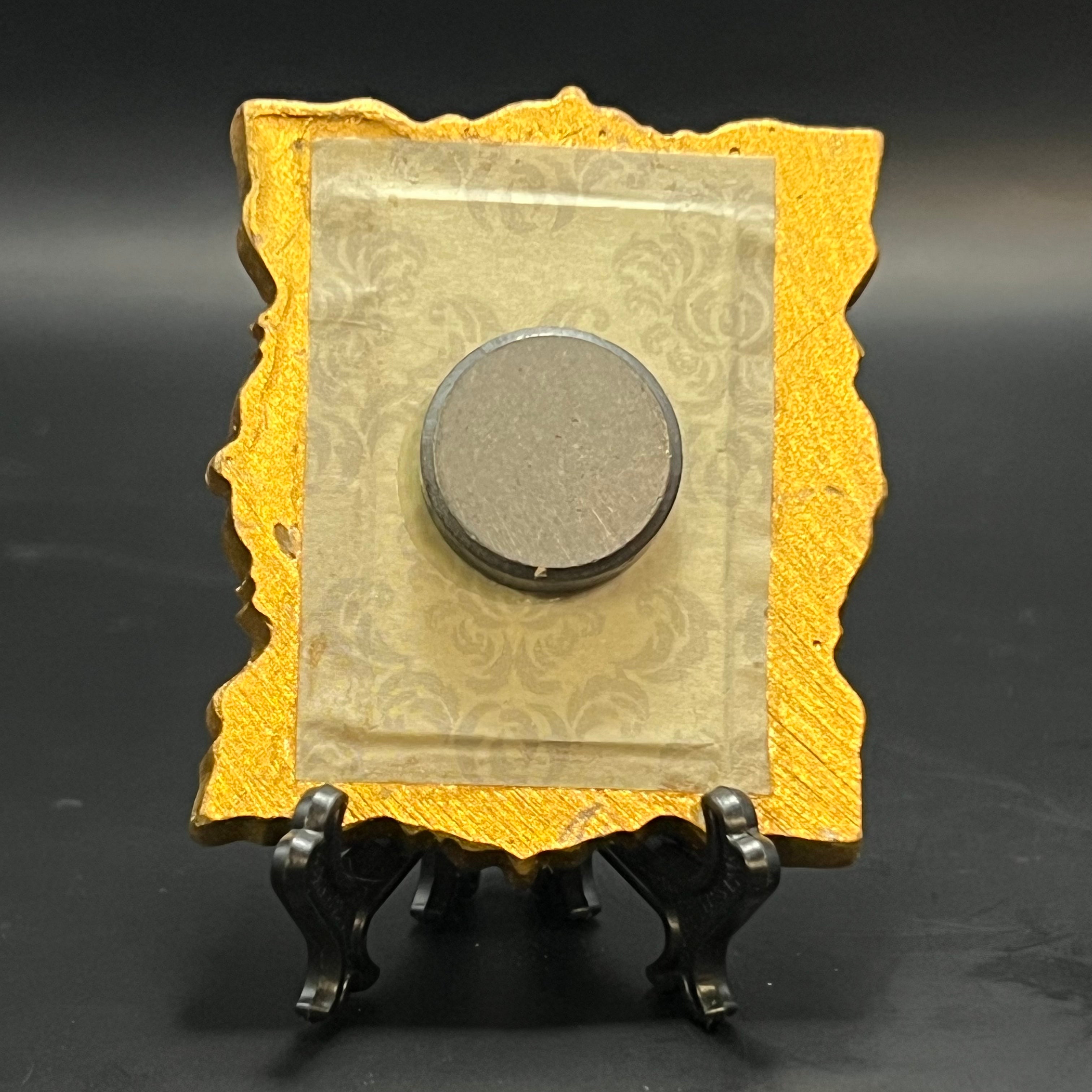 Close-up of the textured surface with visible brushstrokes and subtle color variations in the Tulip mini painting by the