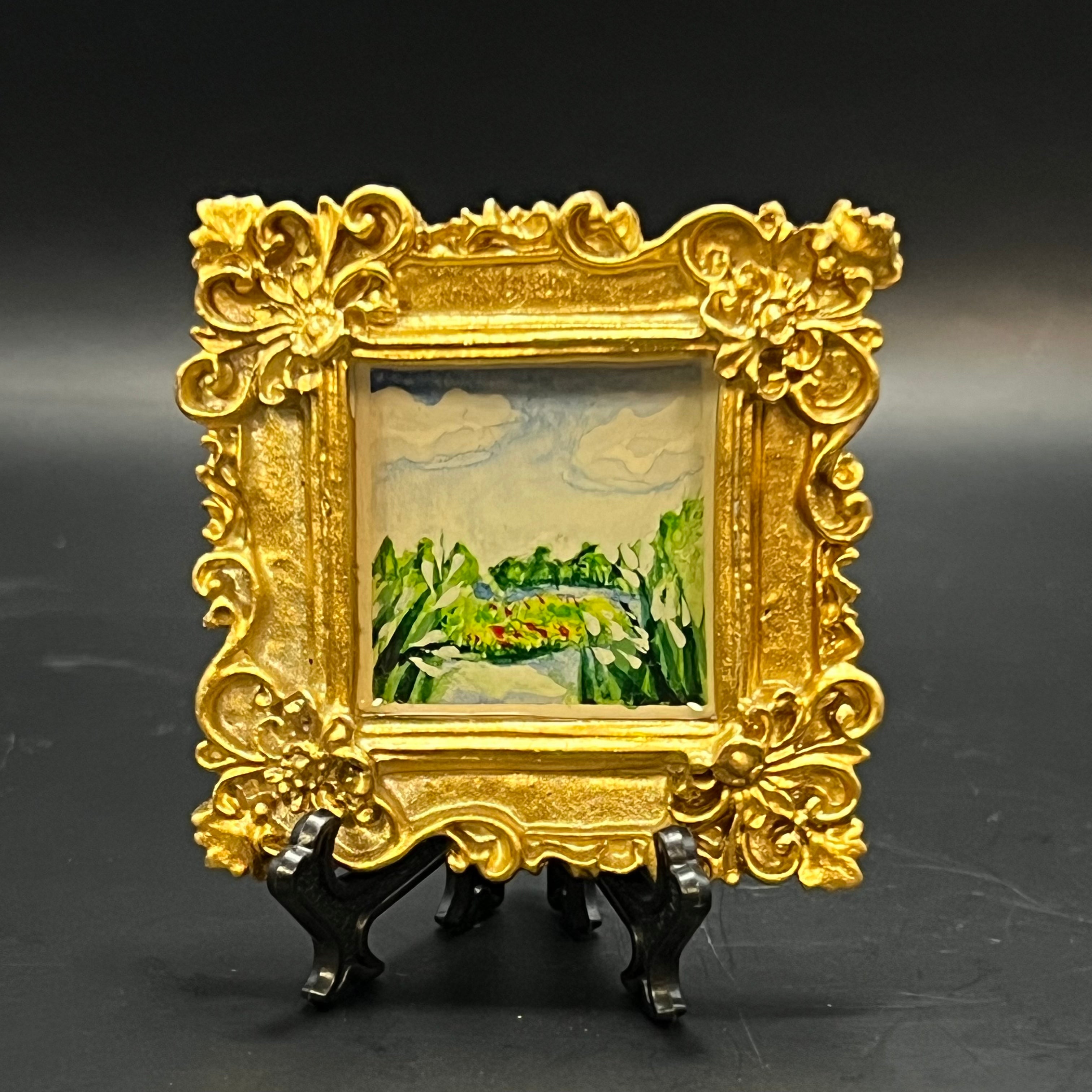 CFD Valley Gold mini painting by Chris Foster, mixed media on canvas, 8x10 inches, framed, edition 23 of 50, contemporary