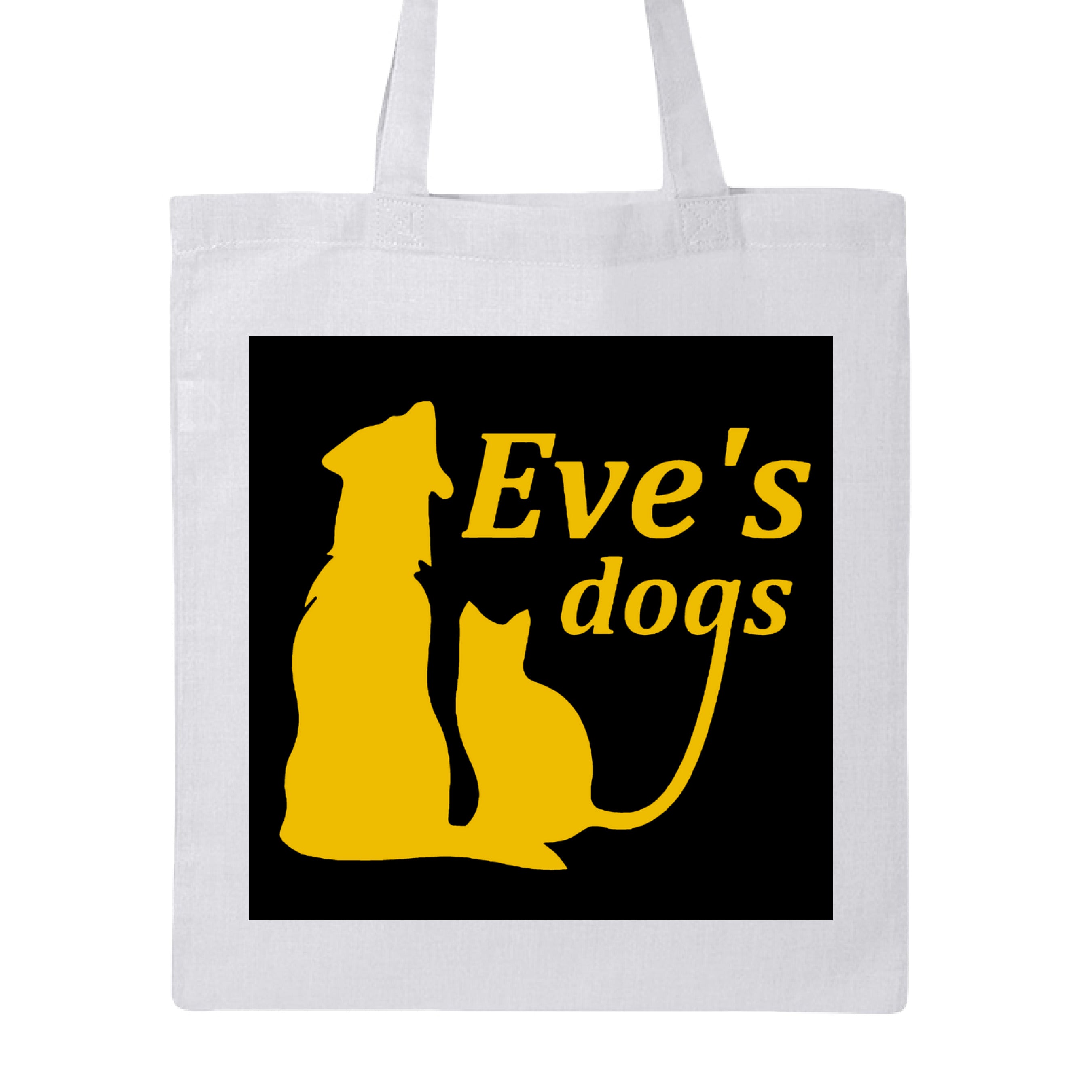 The Art Collective International Adopt Eves Dogs canvas tote bag in natural cotton with black printed design, measures