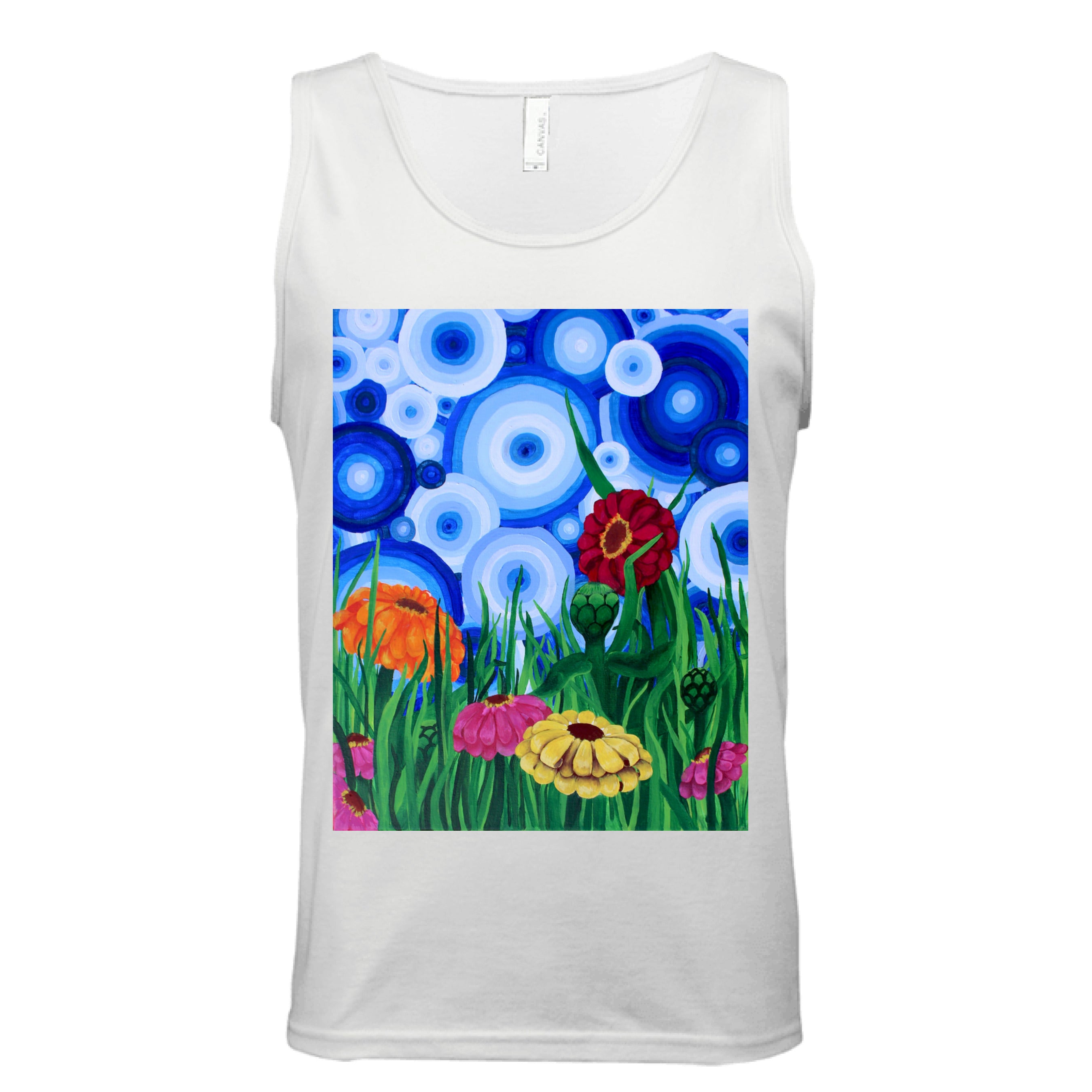 Zinnia 2 tank top by The Art Collective International, cotton-polyester-rayon blend, relaxed fit, floral pattern, crew