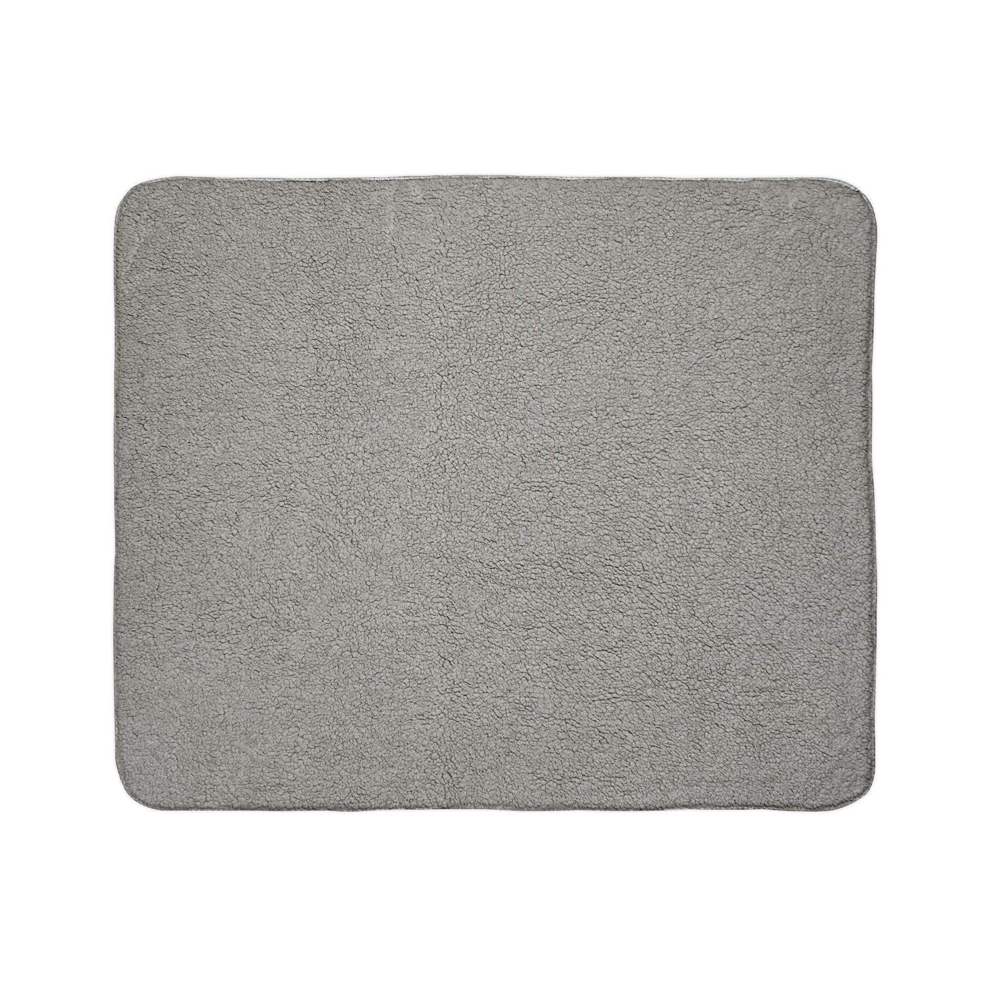 This is the grey 50" x 60" Winter Blizzard Sherpa Blanket. The image shows the sherpa side and color without the design side. The background is white. 