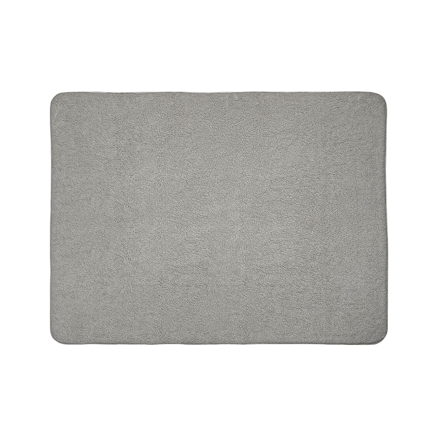 This is the grey 60" x 80" Winter Blizzard Sherpa Blanket. The image shows the sherpa side and color without the design side horizontally. The background is white. 