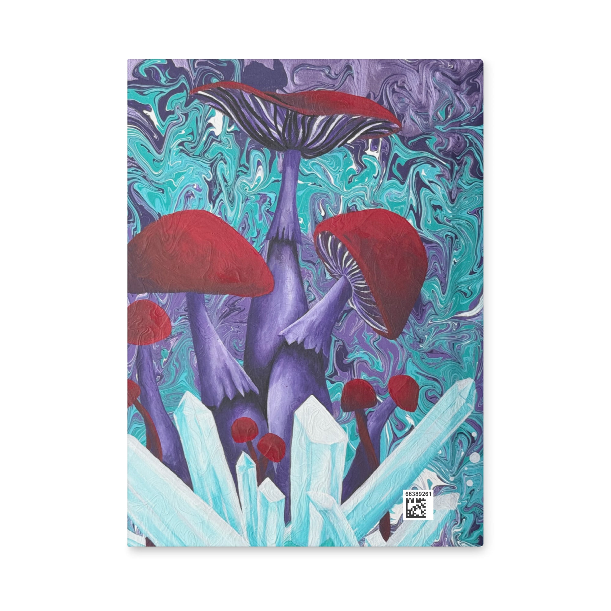 Crystal Mushroom journal with clear resin cover featuring embedded dried moss and metallic accents, 6x9 inches, The Art