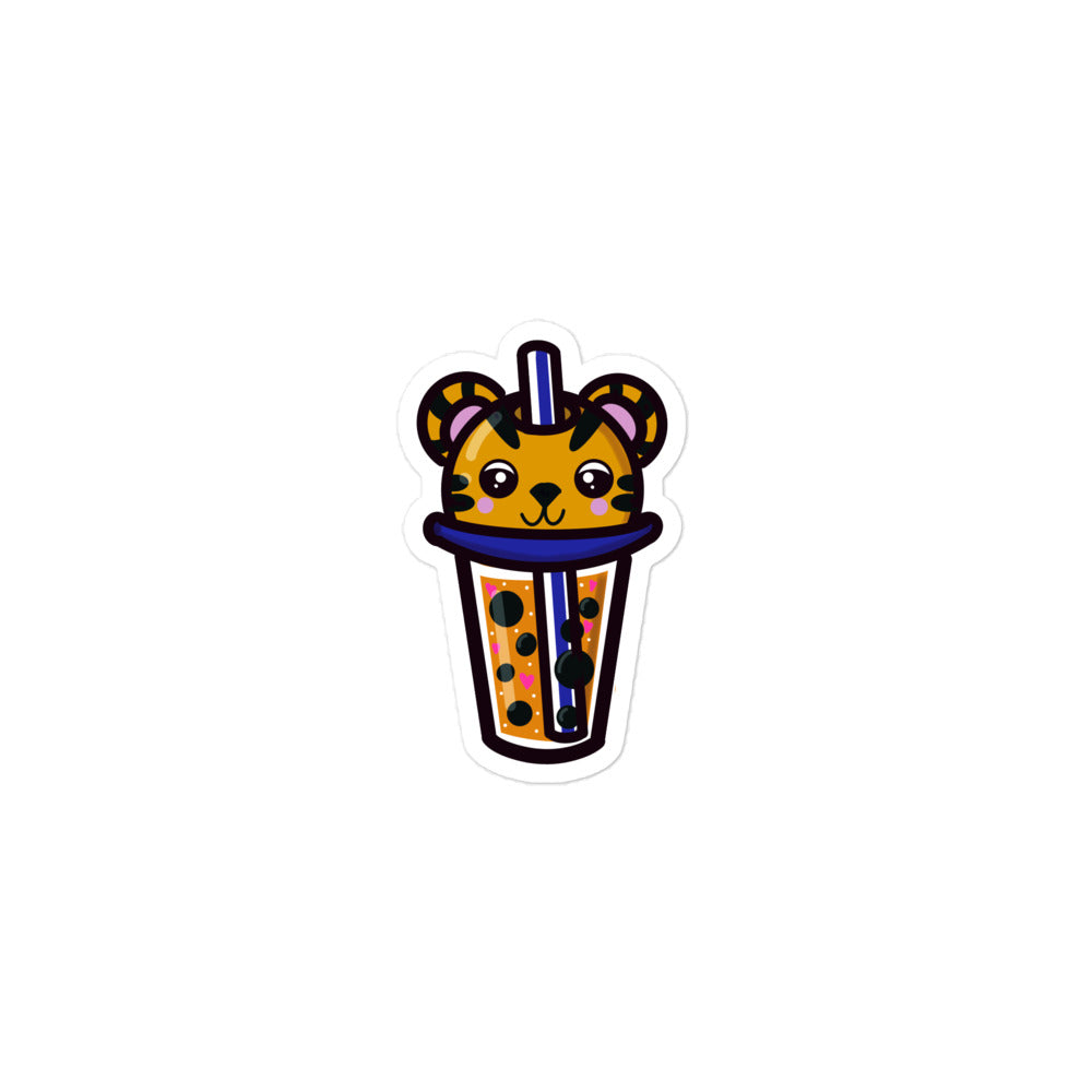 Thai Tea Tiger Boba sticker featuring colorful Dazzle & Daggers design with animated boba tiger character, from The Art